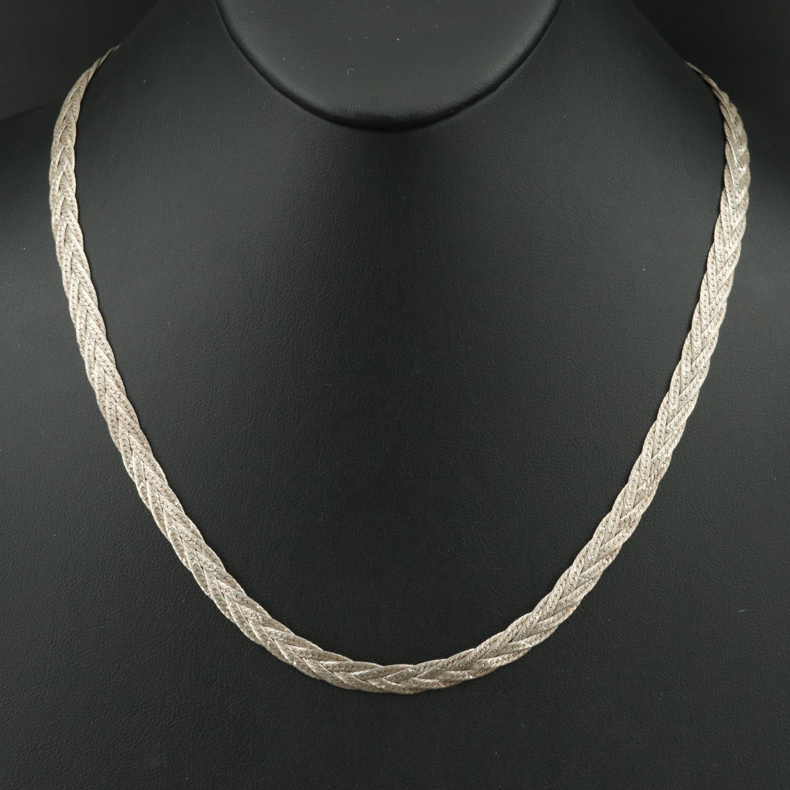 Italian Sterling Braided Herringbone Necklace