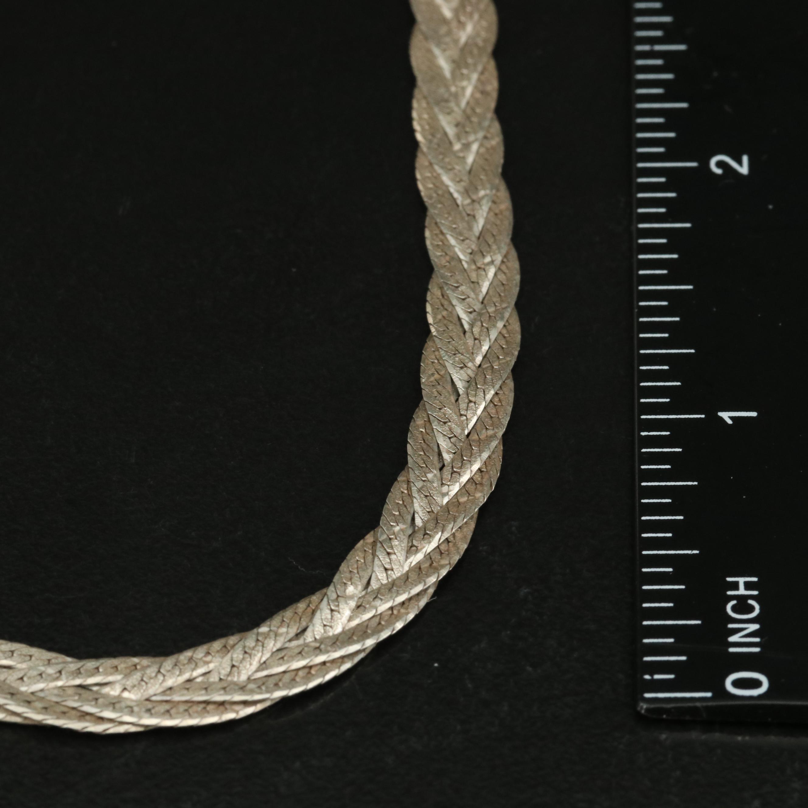 Italian Sterling Braided Herringbone Necklace