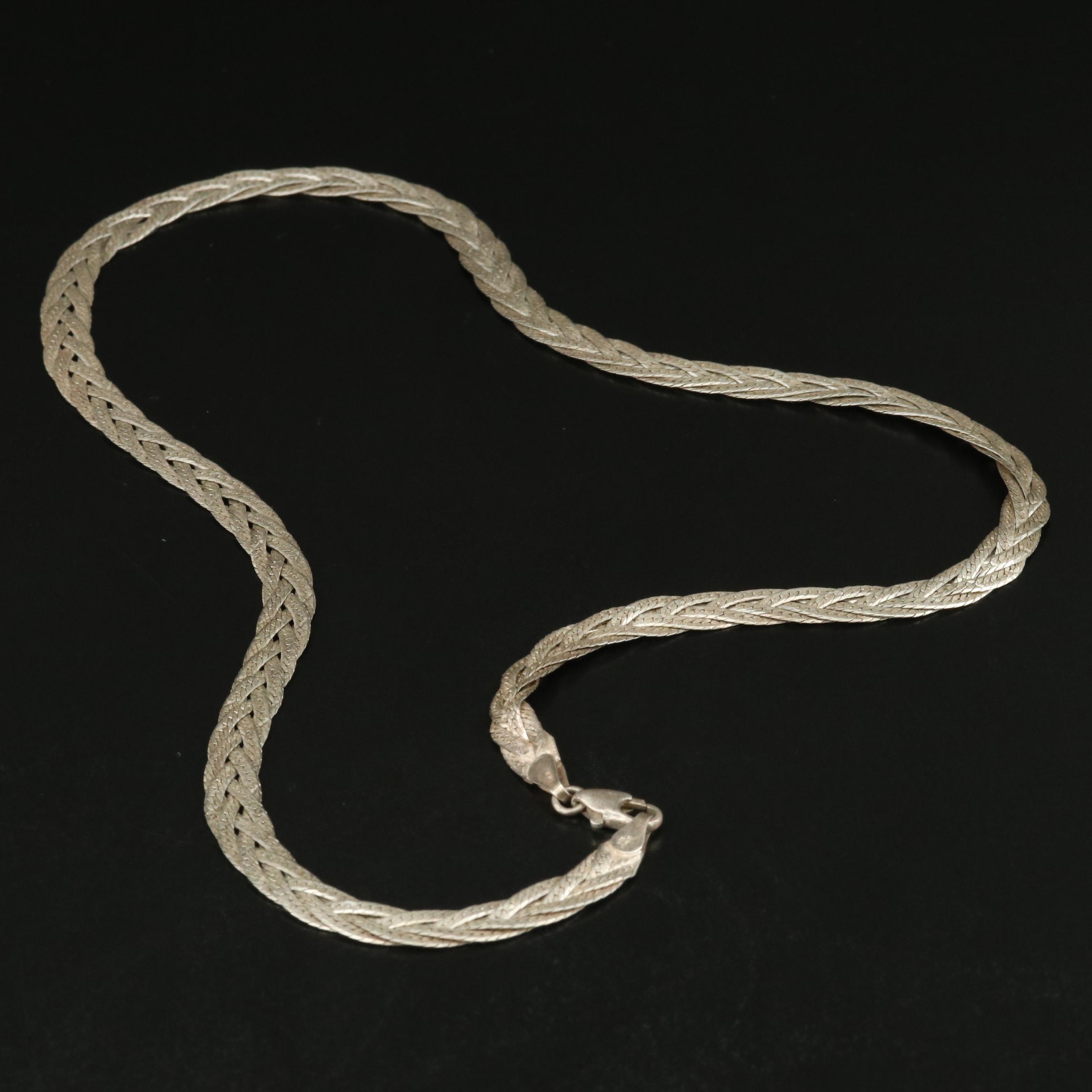 Italian Sterling Braided Herringbone Necklace