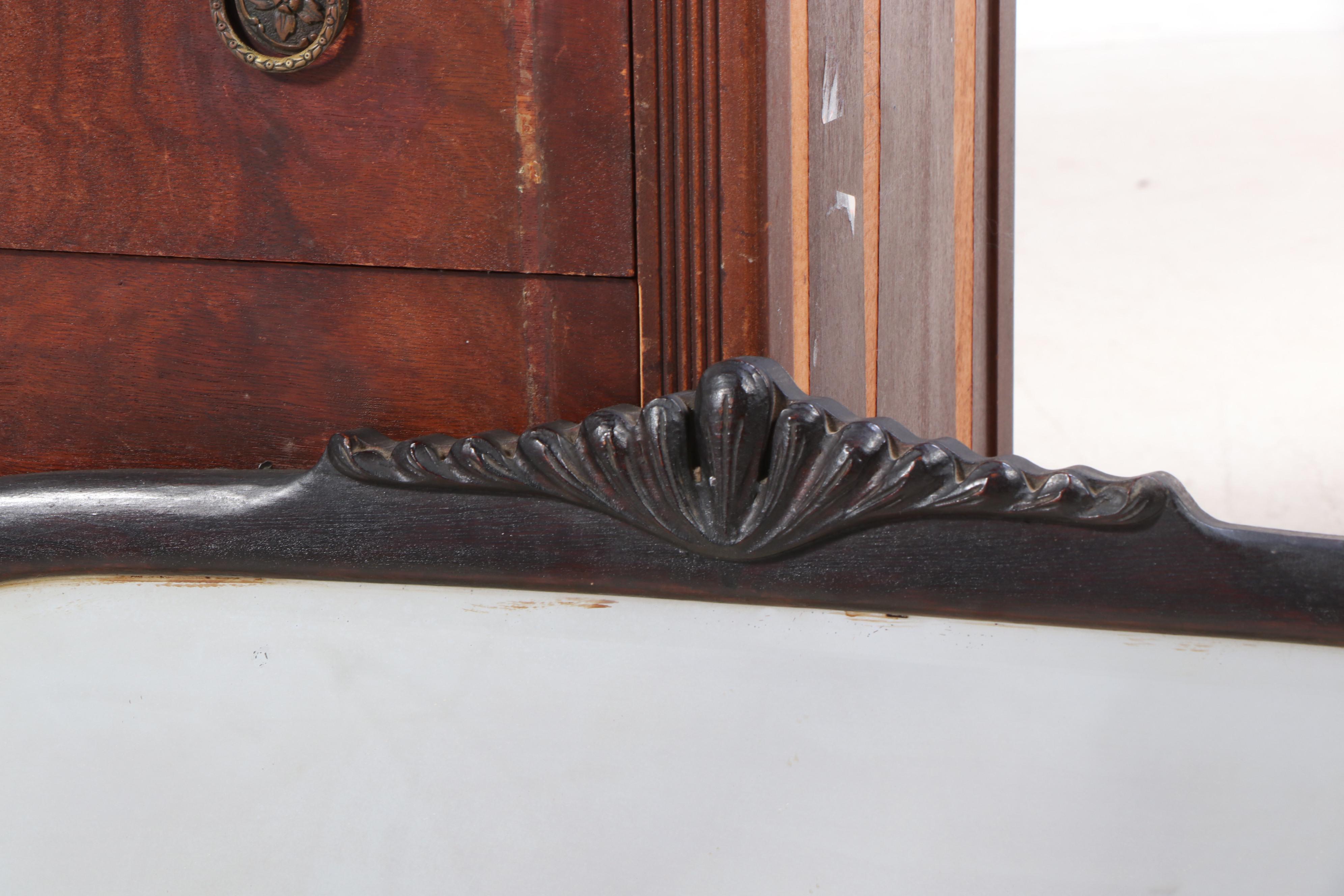 Louis XV Style Walnut Dresser with Mirror, Early to Mid 20th Century