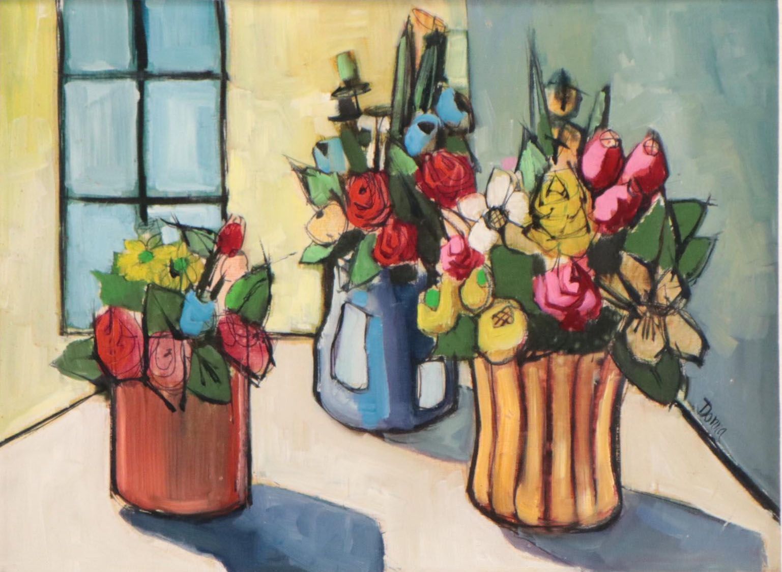 Floral Still Life Oil Painting, Late 20th Century
