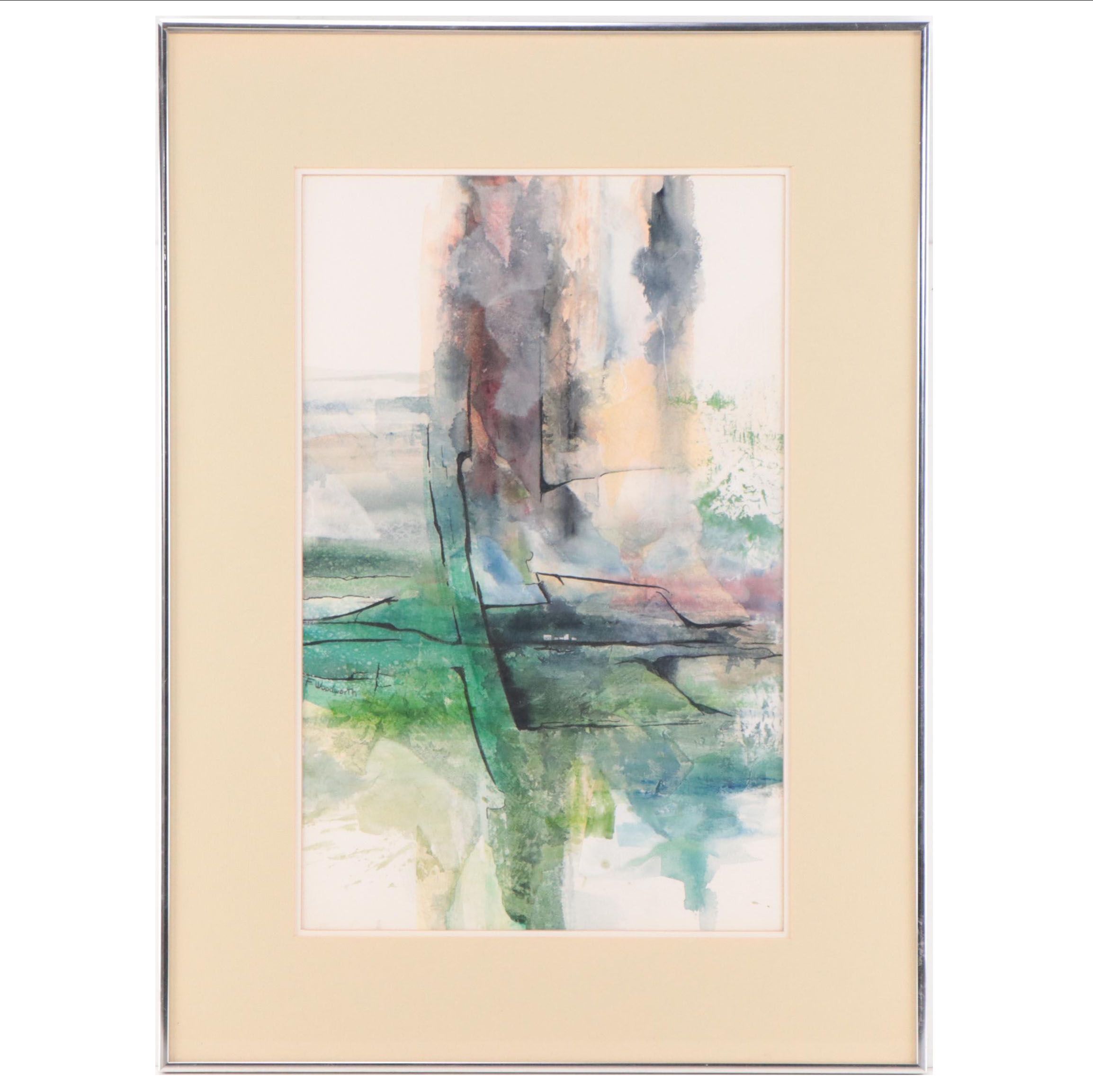 Felice Woodworth Non-Objective Watercolor Painting "Canyon Echo"