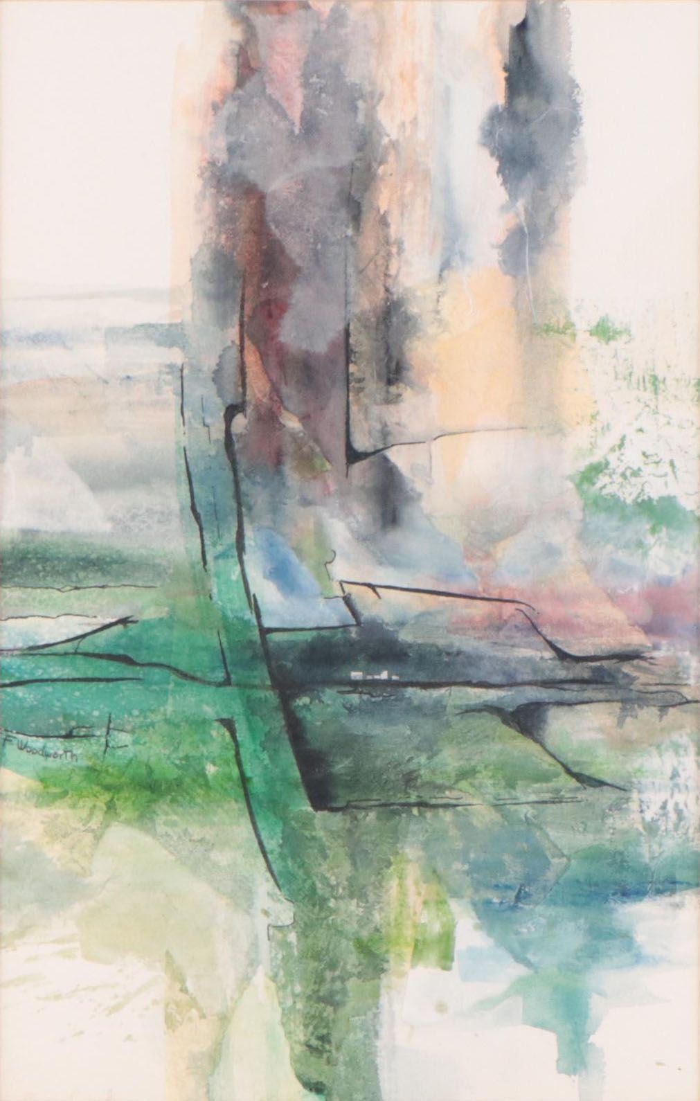 Felice Woodworth Non-Objective Watercolor Painting "Canyon Echo"