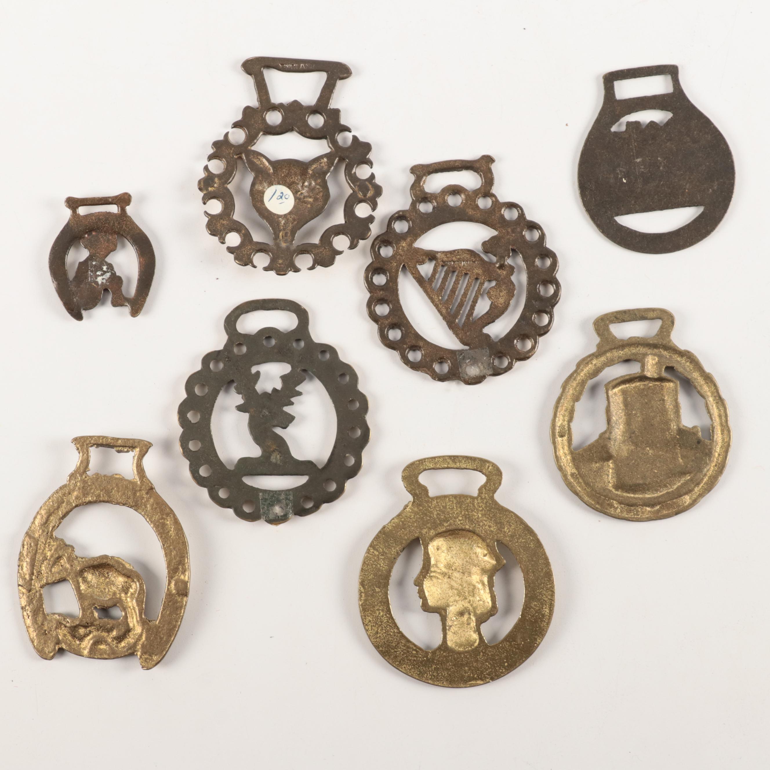Elizabeth II Silver Jubilee with Other English Horse Brasses and Cushion
