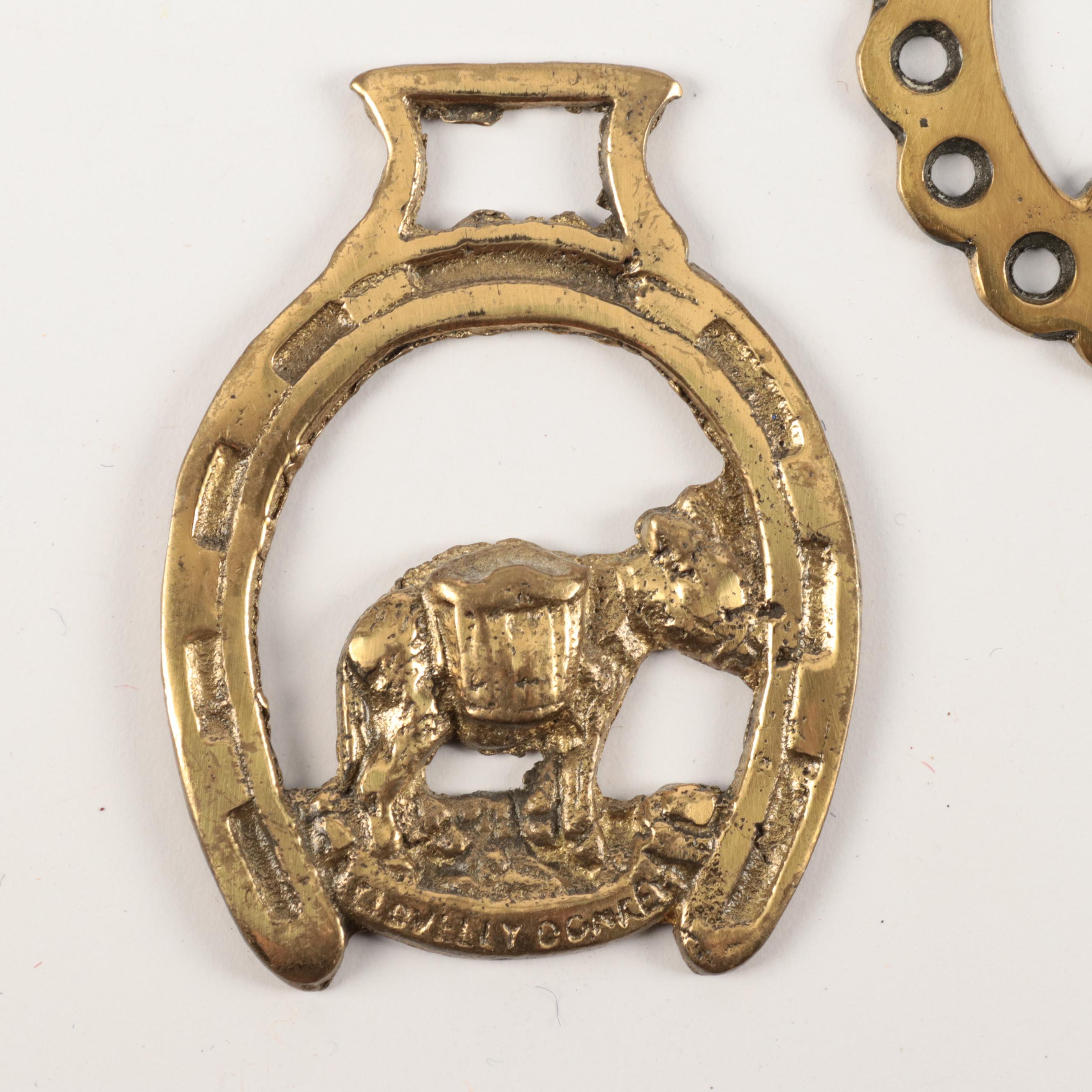 Elizabeth II Silver Jubilee with Other English Horse Brasses and Cushion