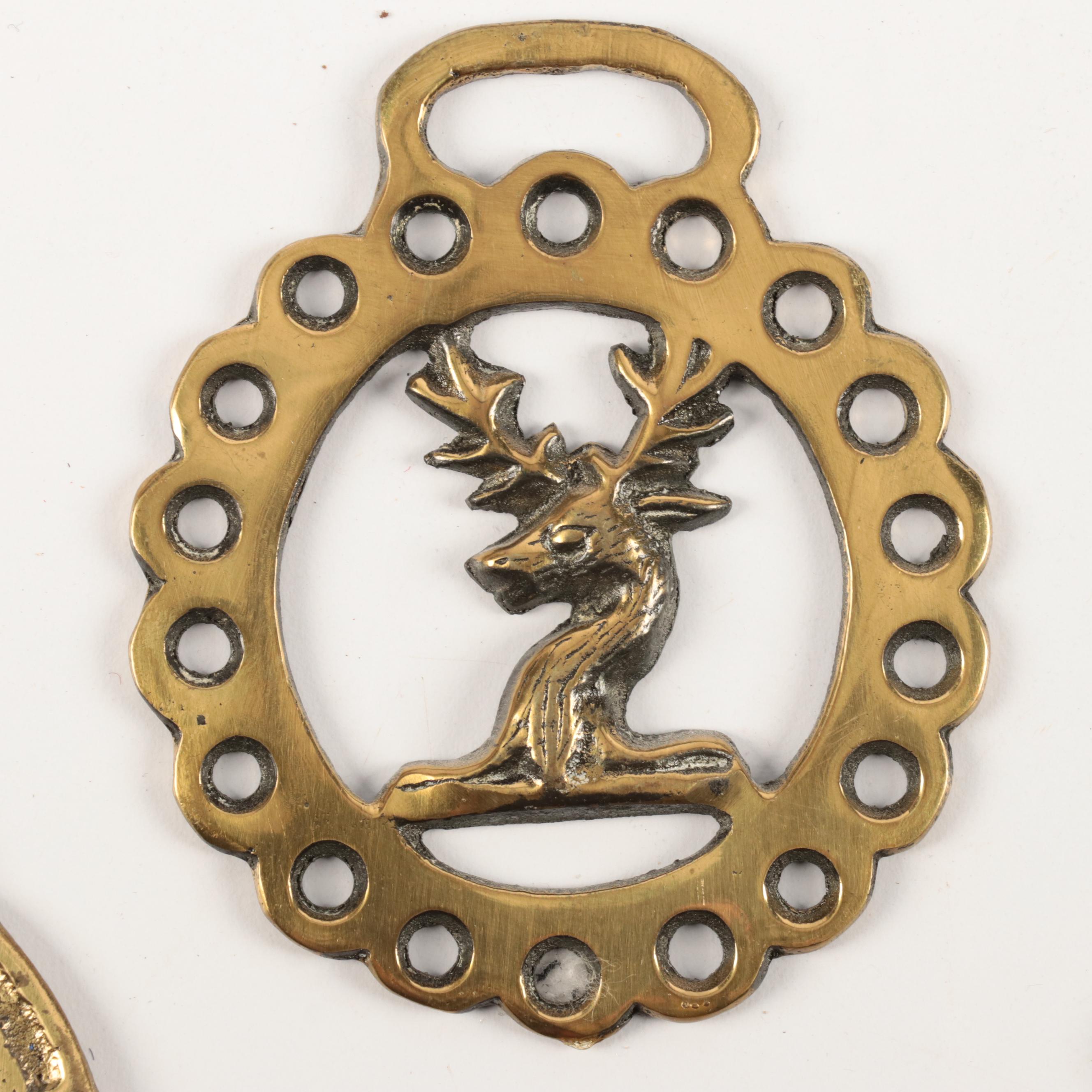 Elizabeth II Silver Jubilee with Other English Horse Brasses and Cushion