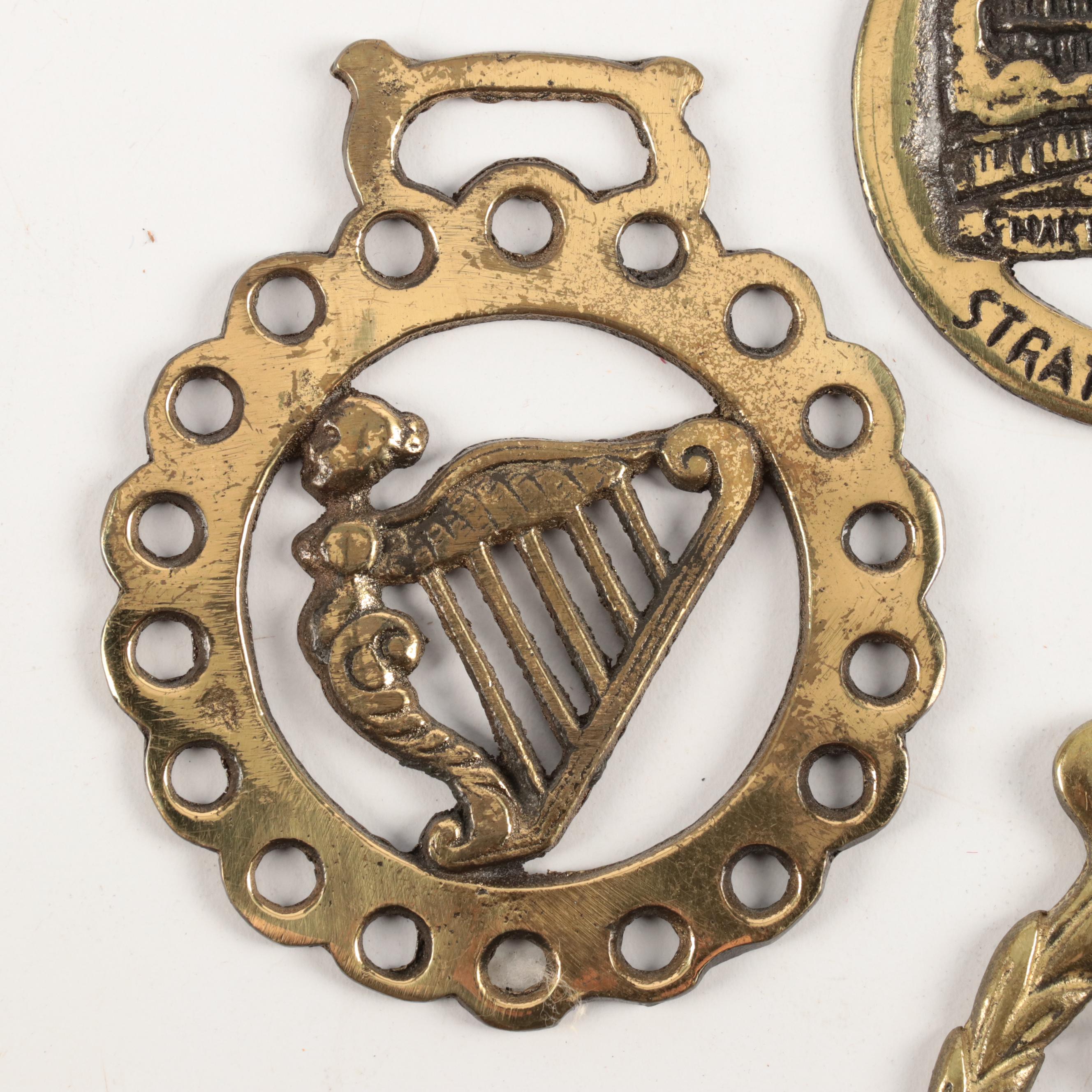 Elizabeth II Silver Jubilee with Other English Horse Brasses and Cushion