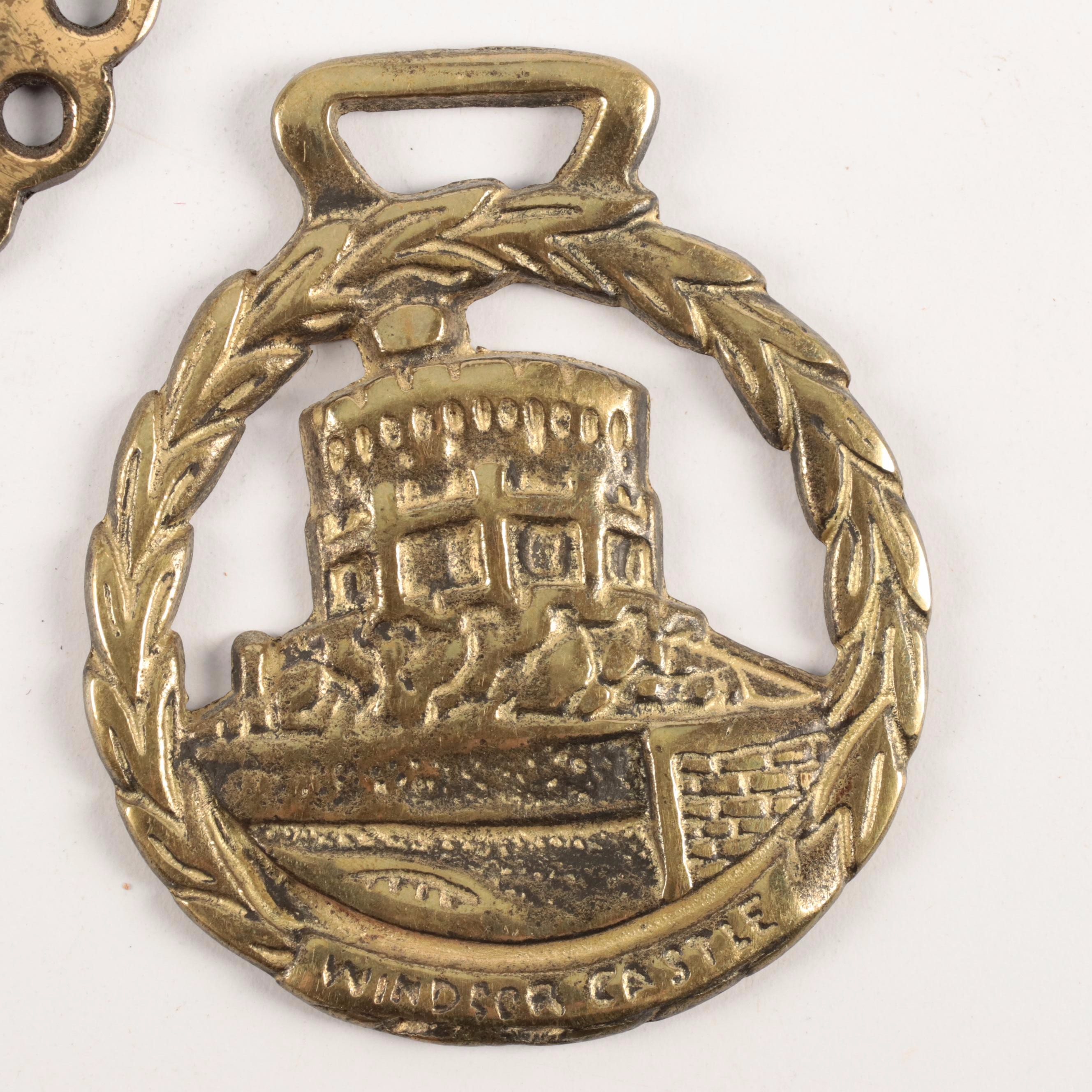 Elizabeth II Silver Jubilee with Other English Horse Brasses and Cushion