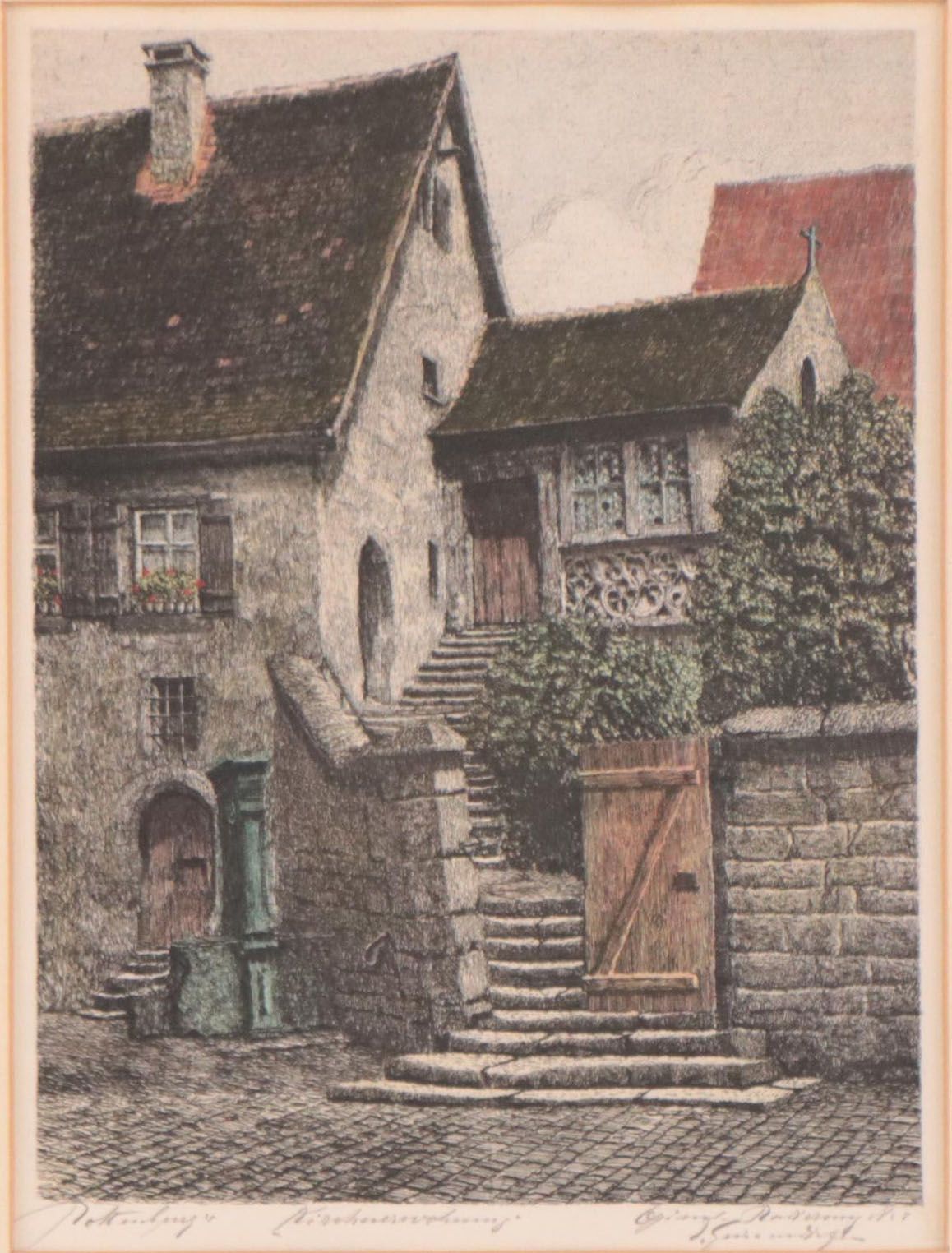 Ernst Geissendorfer Etching of German Church "Kirchnerwohnung," 1930