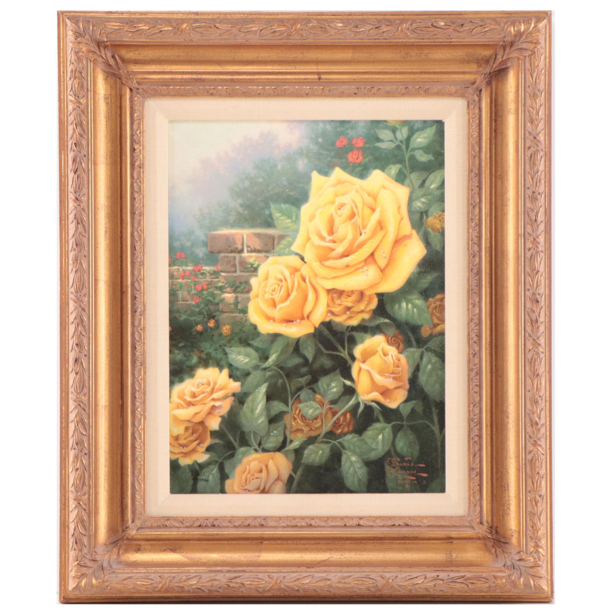 Thomas Kinkade Offset Lithograph "A Perfect Yellow Rose"