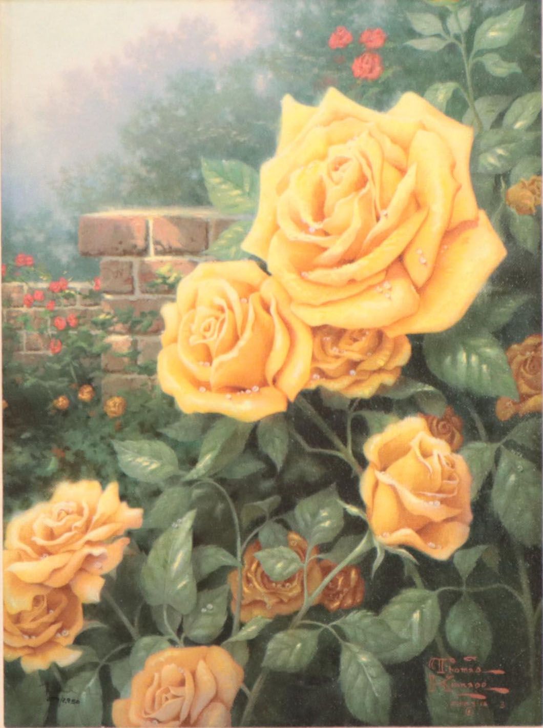 Thomas Kinkade Offset Lithograph "A Perfect Yellow Rose"