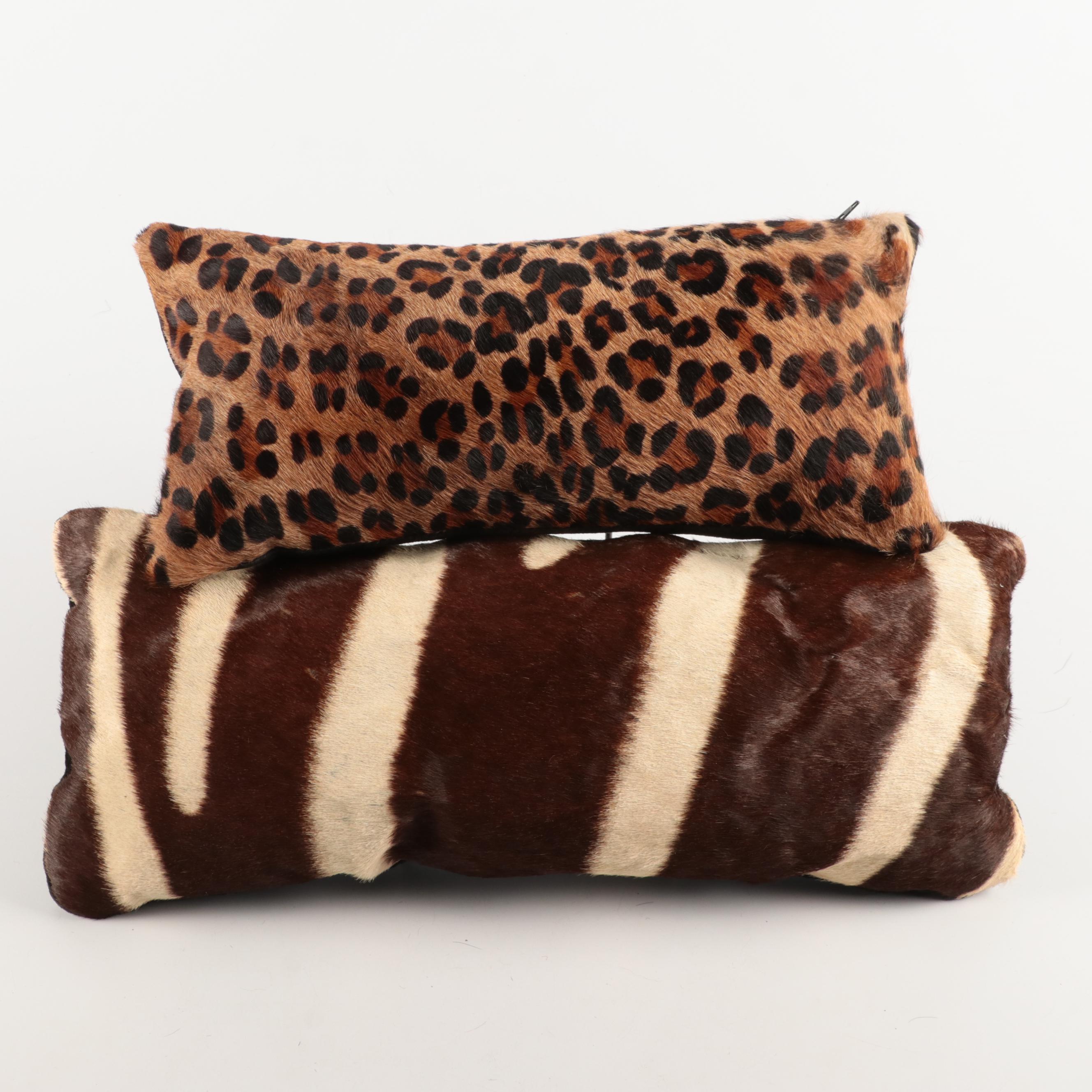 Dyed Cowhide Accent Pillows with Hide Accent Rug