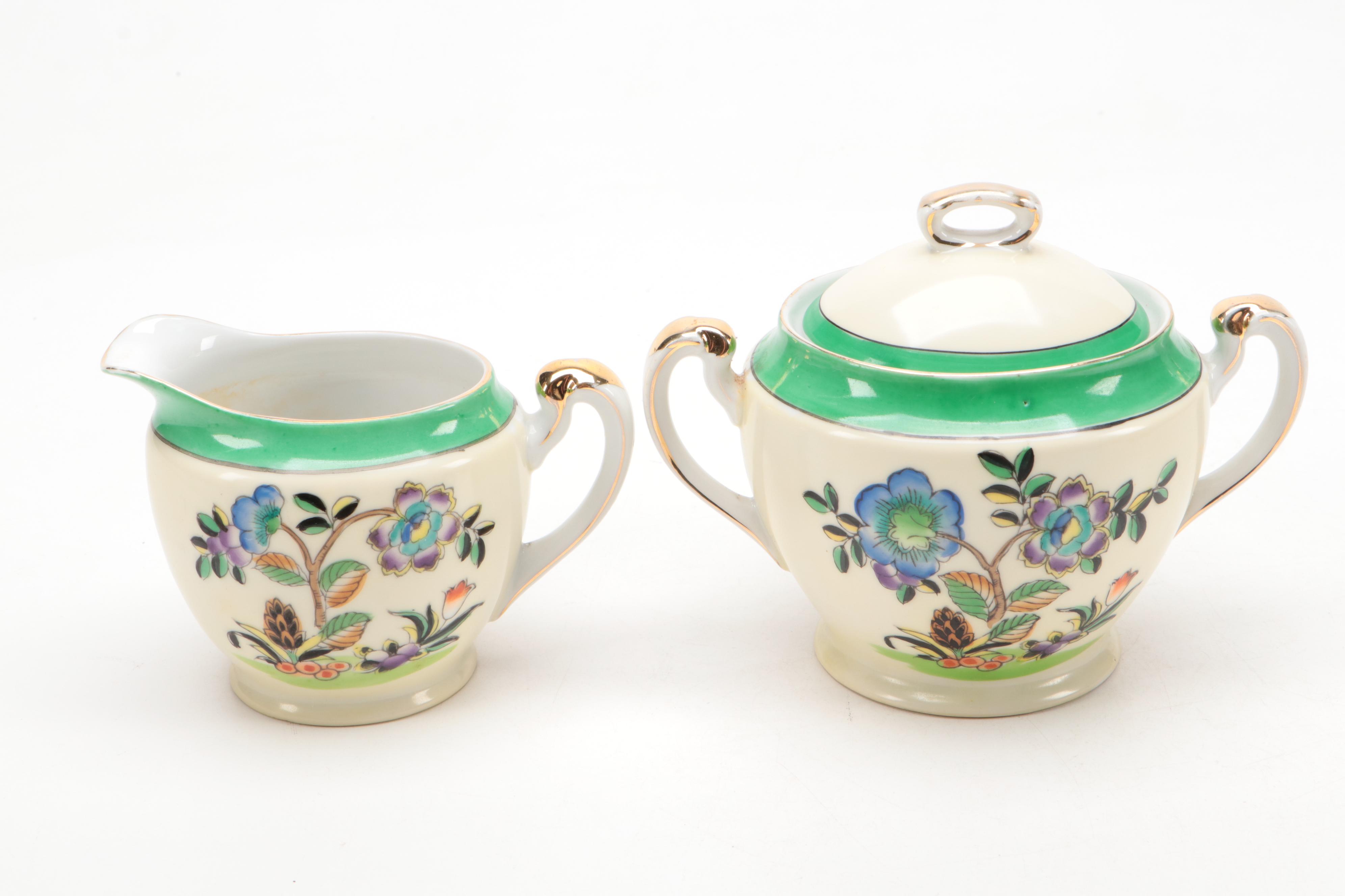 Noritake Hand-Painted Porcelain Dessert and Tea Set, Early 20th Century