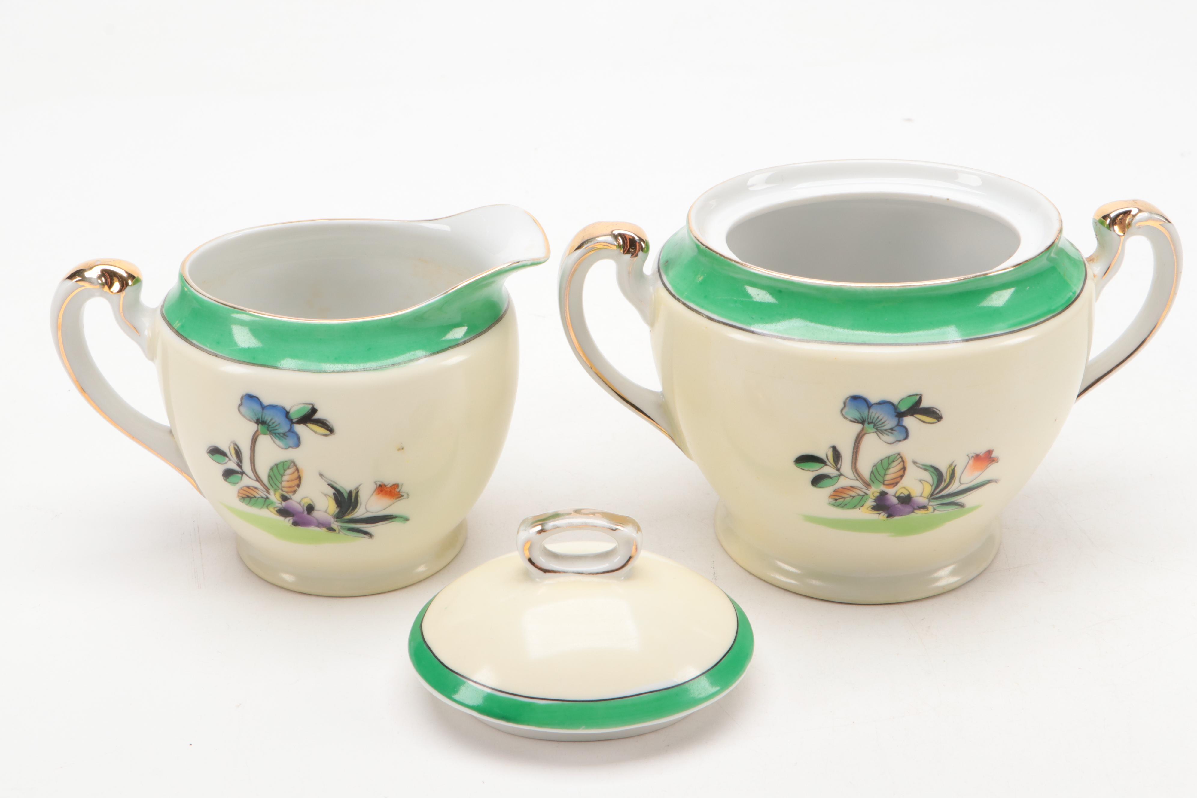 Noritake Hand-Painted Porcelain Dessert and Tea Set, Early 20th Century