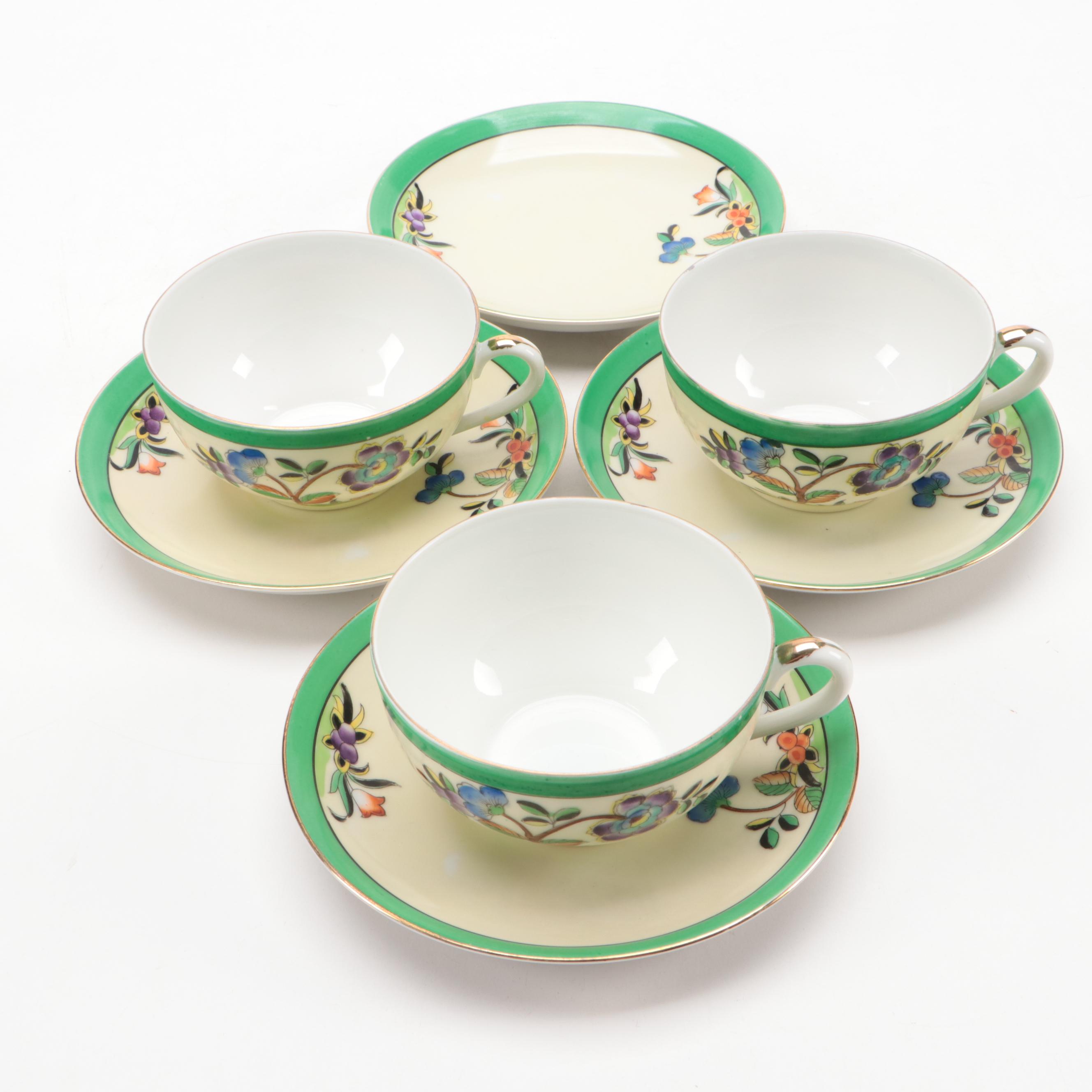 Noritake Hand-Painted Porcelain Dessert and Tea Set, Early 20th Century