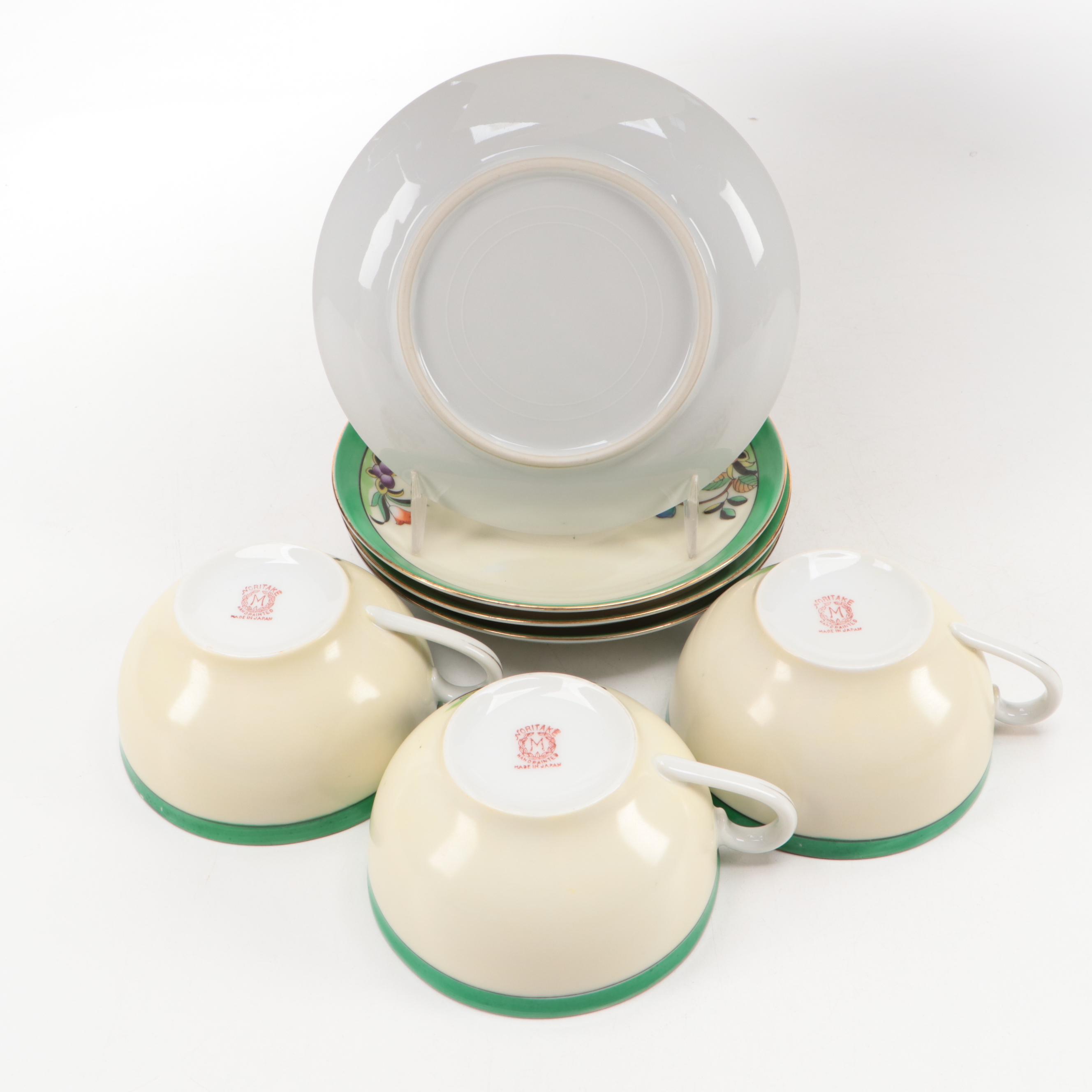 Noritake Hand-Painted Porcelain Dessert and Tea Set, Early 20th Century