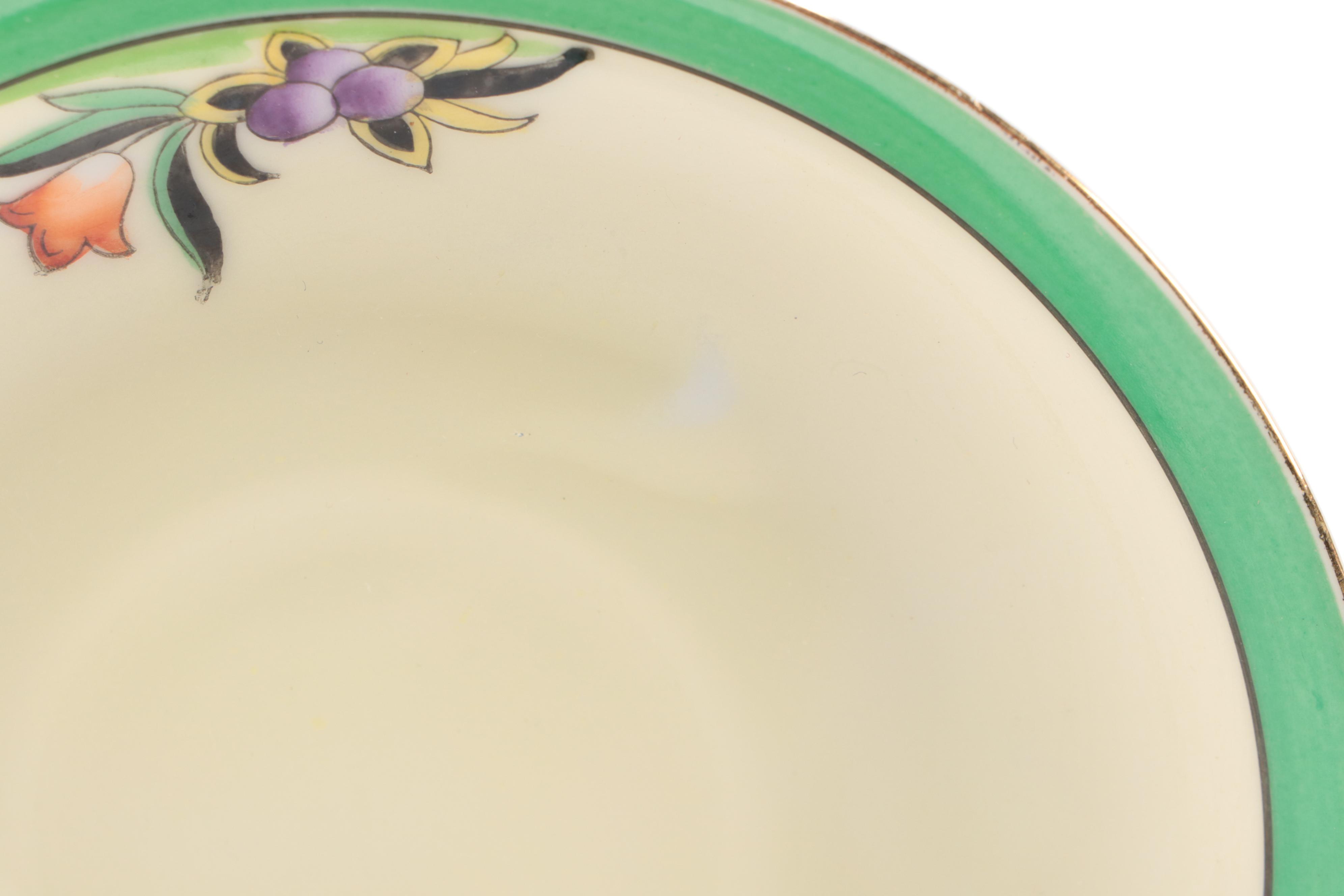 Noritake Hand-Painted Porcelain Dessert and Tea Set, Early 20th Century