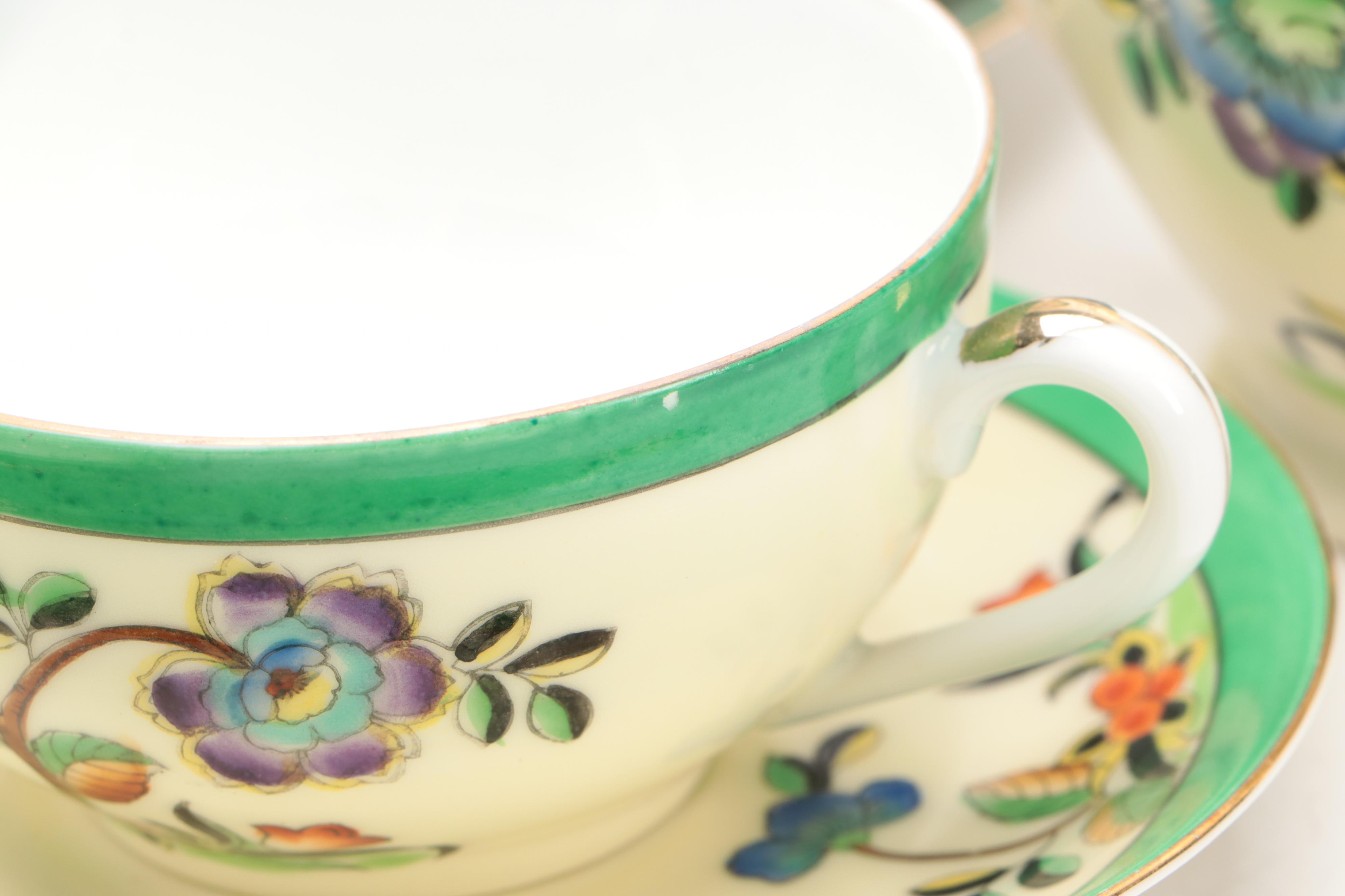 Noritake Hand-Painted Porcelain Dessert and Tea Set, Early 20th Century