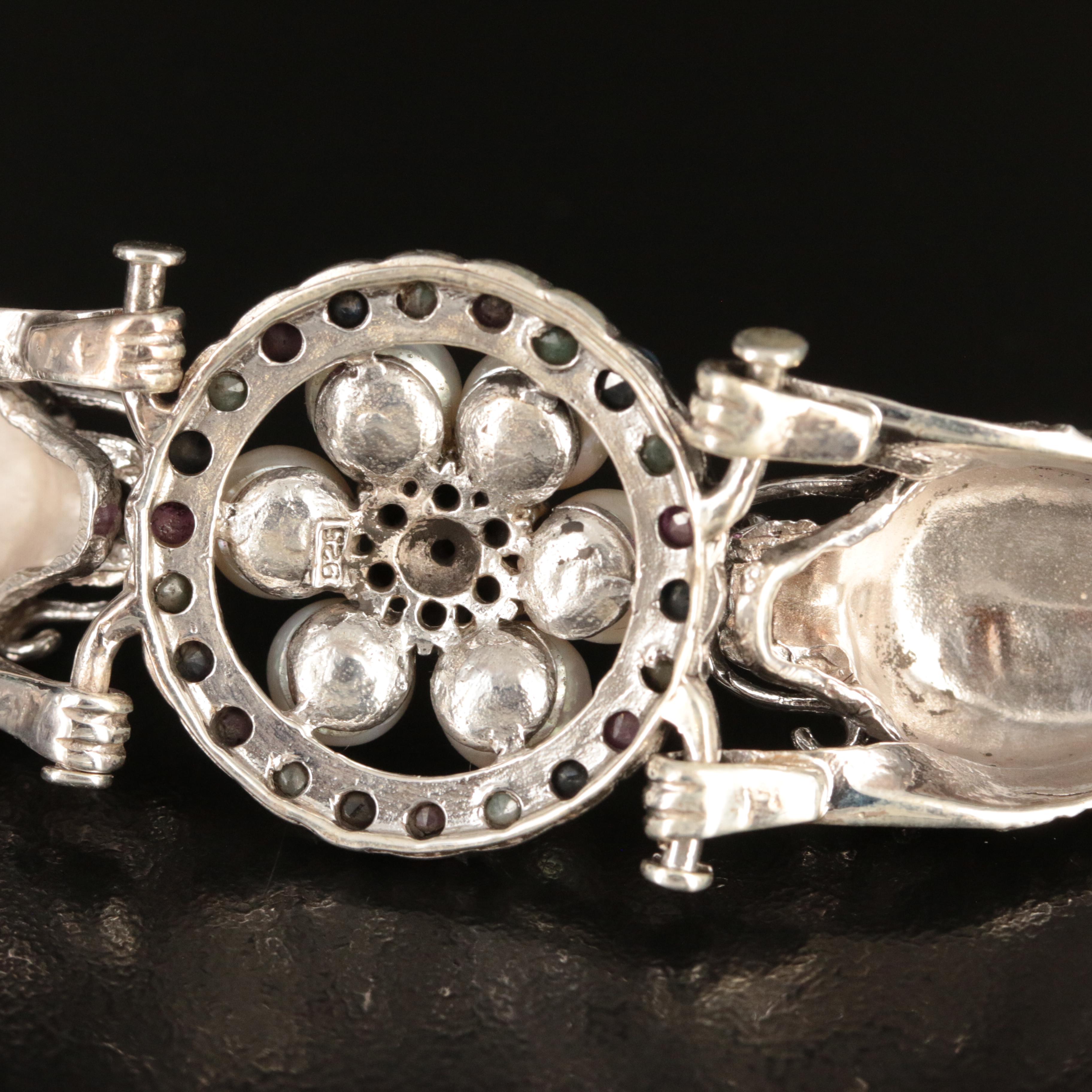 Sterling Eastern Dragon Including Pearl, Ruby and Sapphire