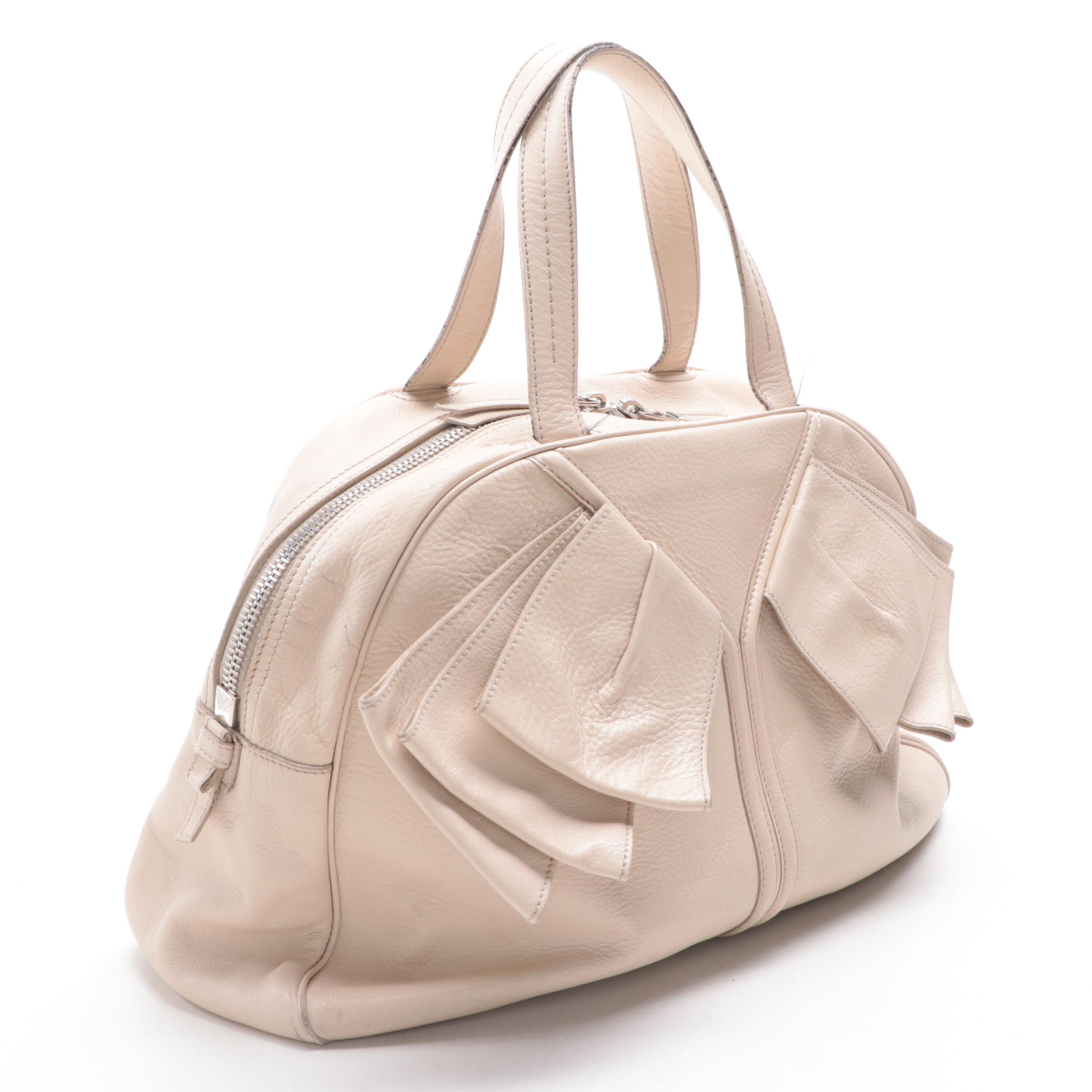 Yves Saint Laurent Rive Gauche Handbag with Bow Detail and Zip Pouch in Leather