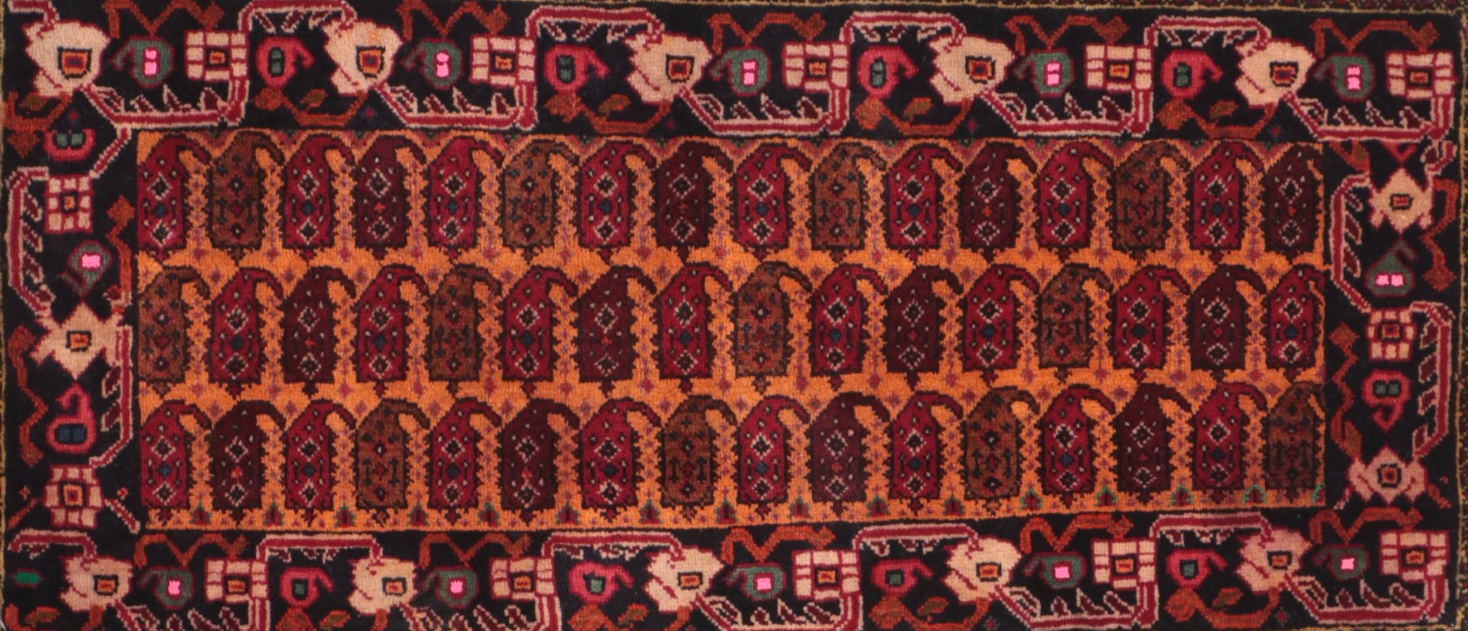 3'3 x 1'6 Hand-Knotted Afghan Baluch Accent Rug