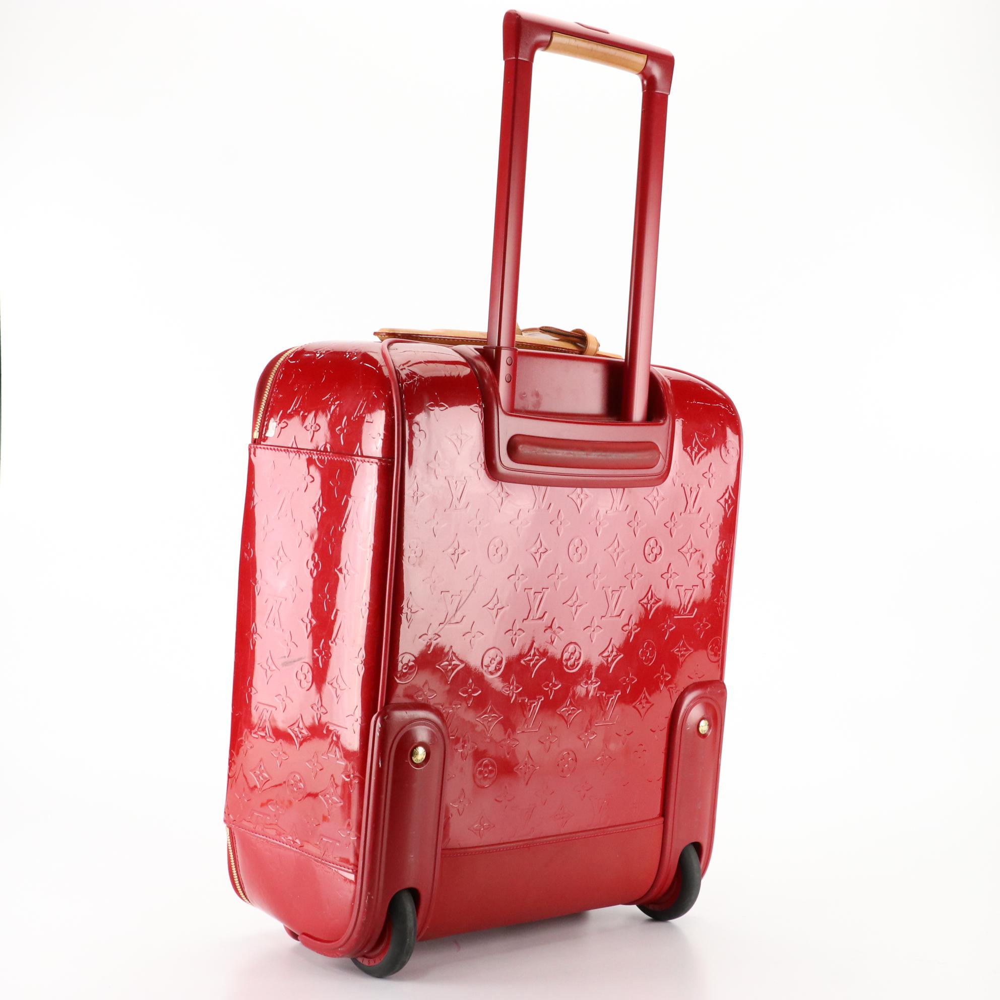 Louis Vuitton Pégase 45 Trolley Suitcase in Monogram Vernis and Vachetta Leather