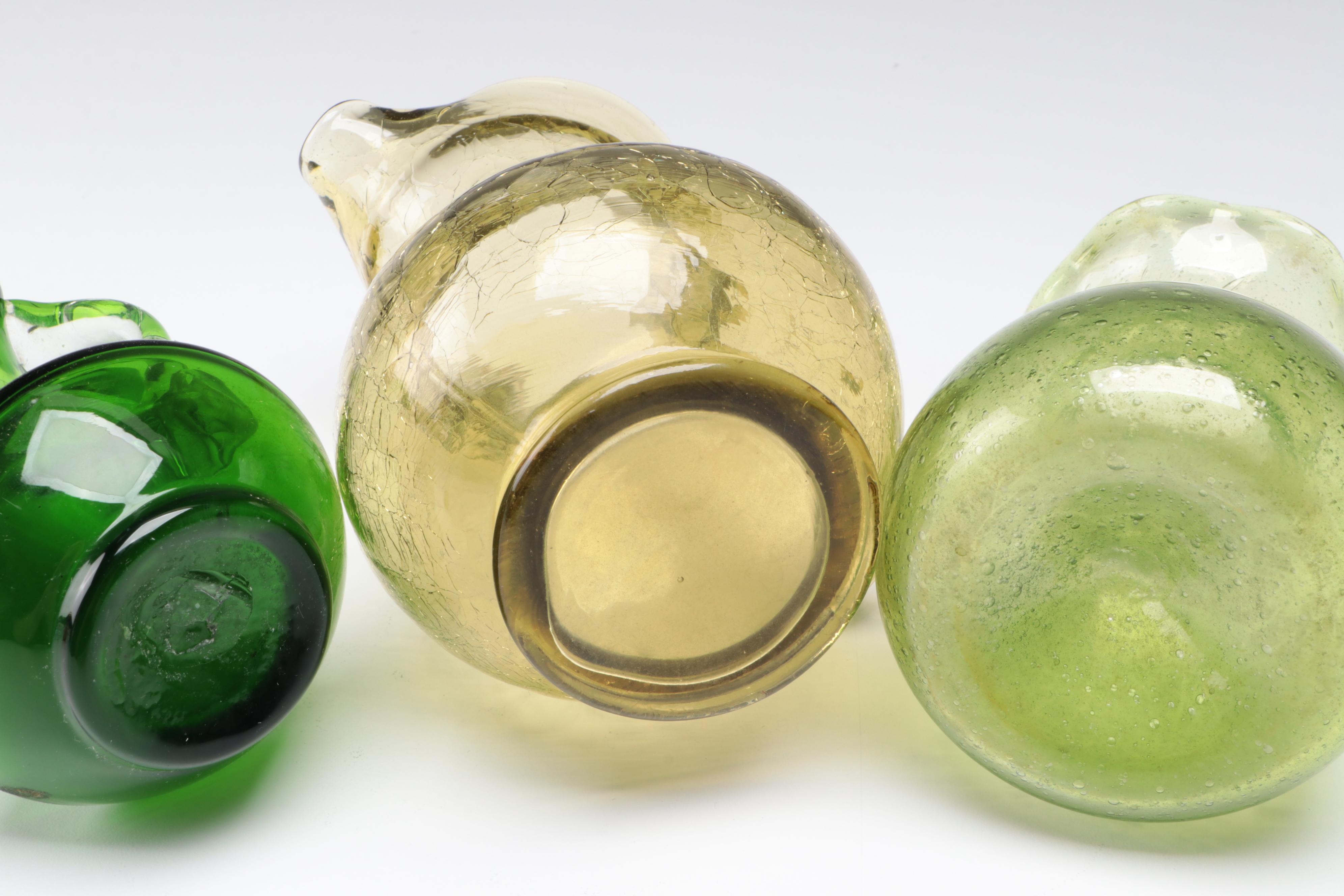 Green Depression Glass Candy Dish with More Glass Table Accessories