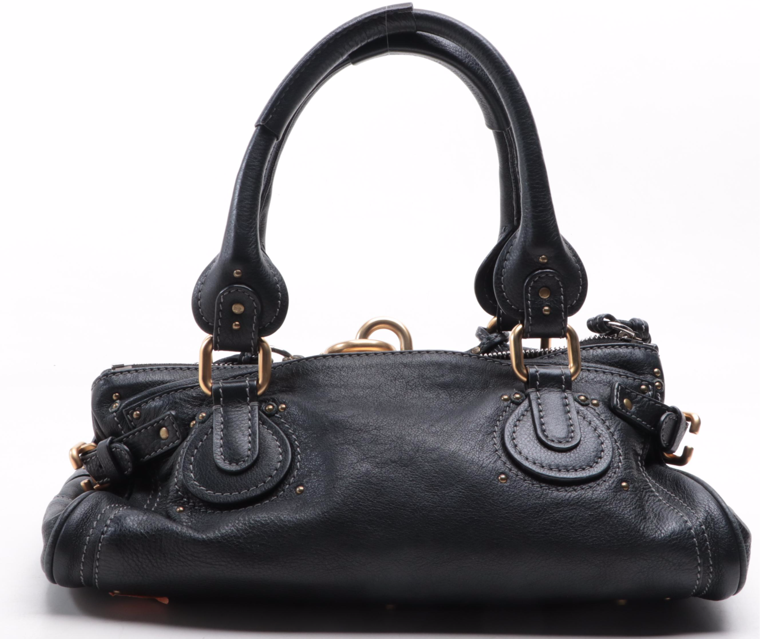 Chloé Medium Paddington Shoulder Bag in Black Grain Leather
