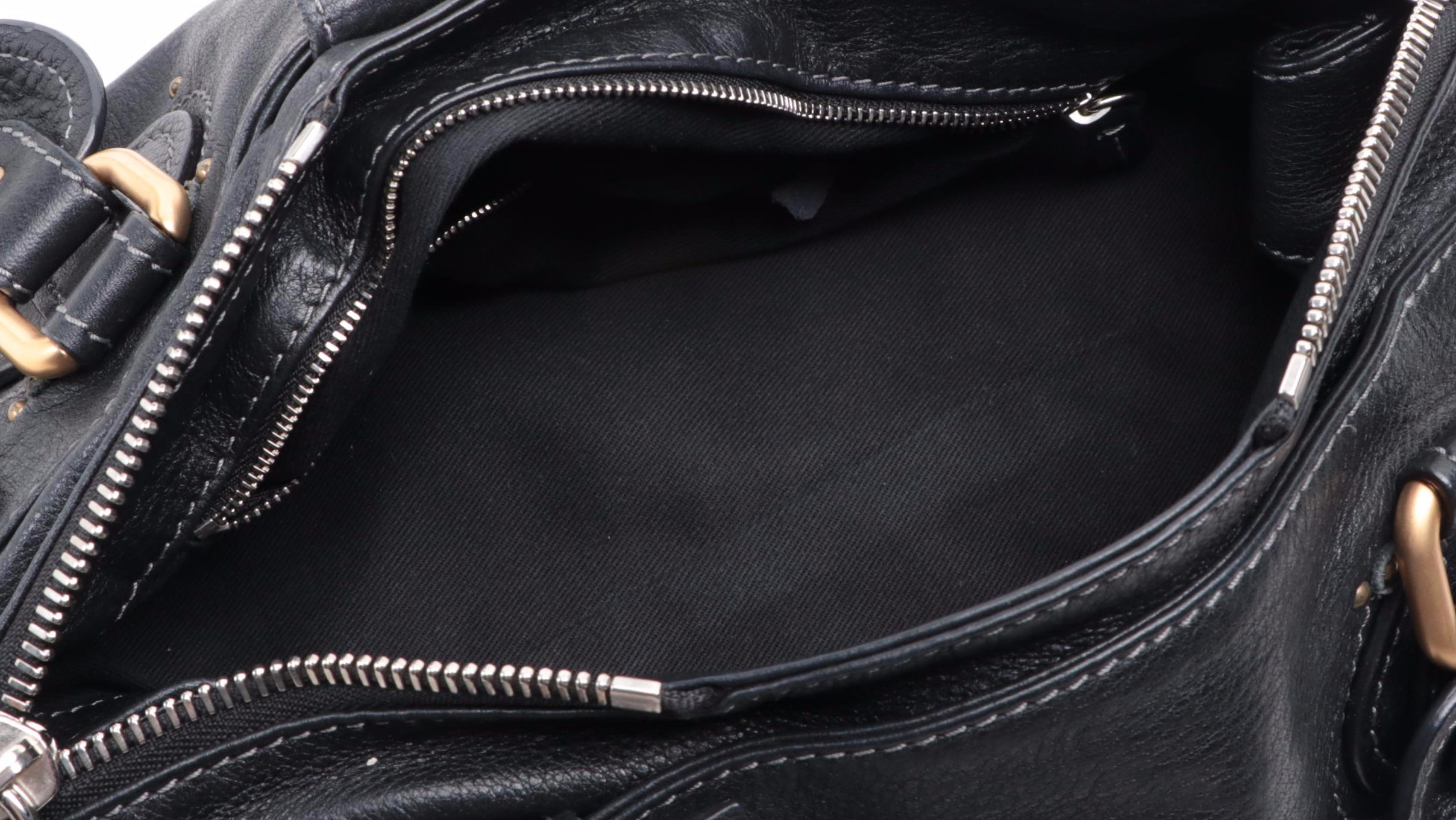 Chloé Medium Paddington Shoulder Bag in Black Grain Leather