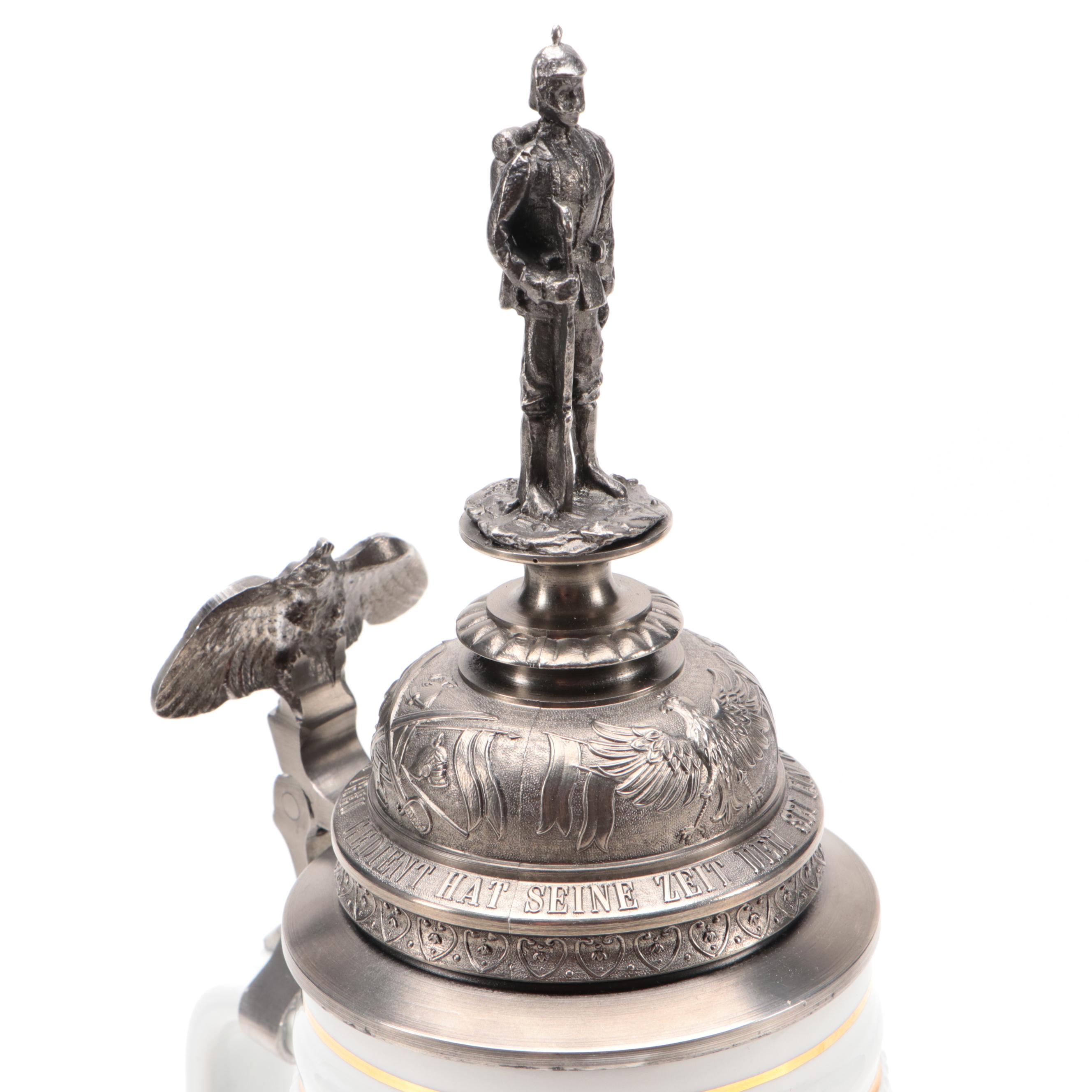 German Porcelain Commemorative Regimental Lithopane Stein, 20th Century