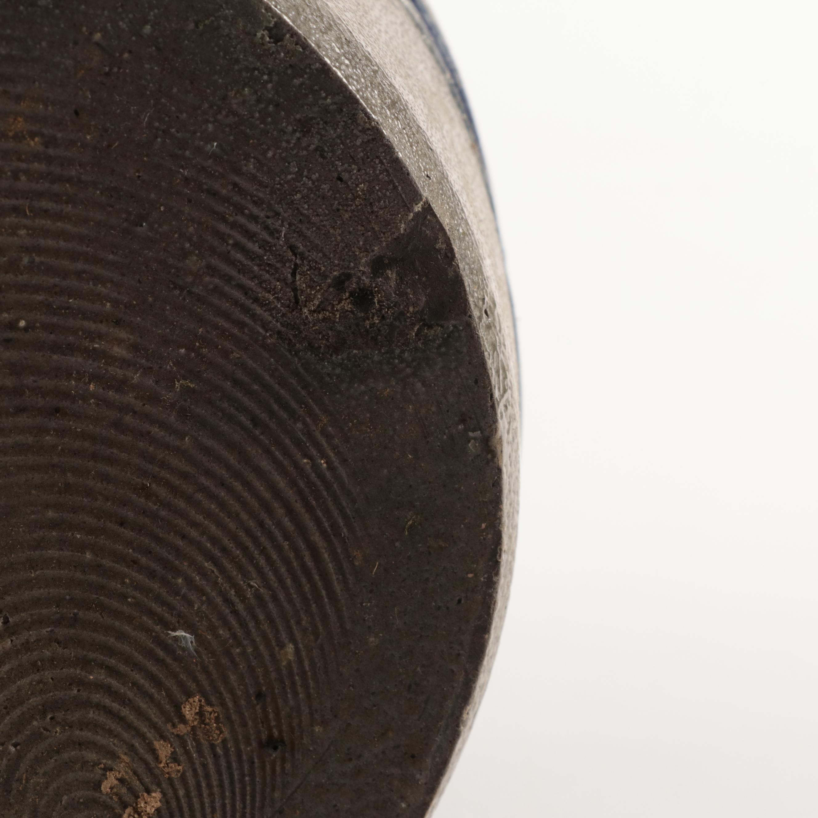 French Betschdorf Stoneware Crocks with Freehand Cobalt Accents