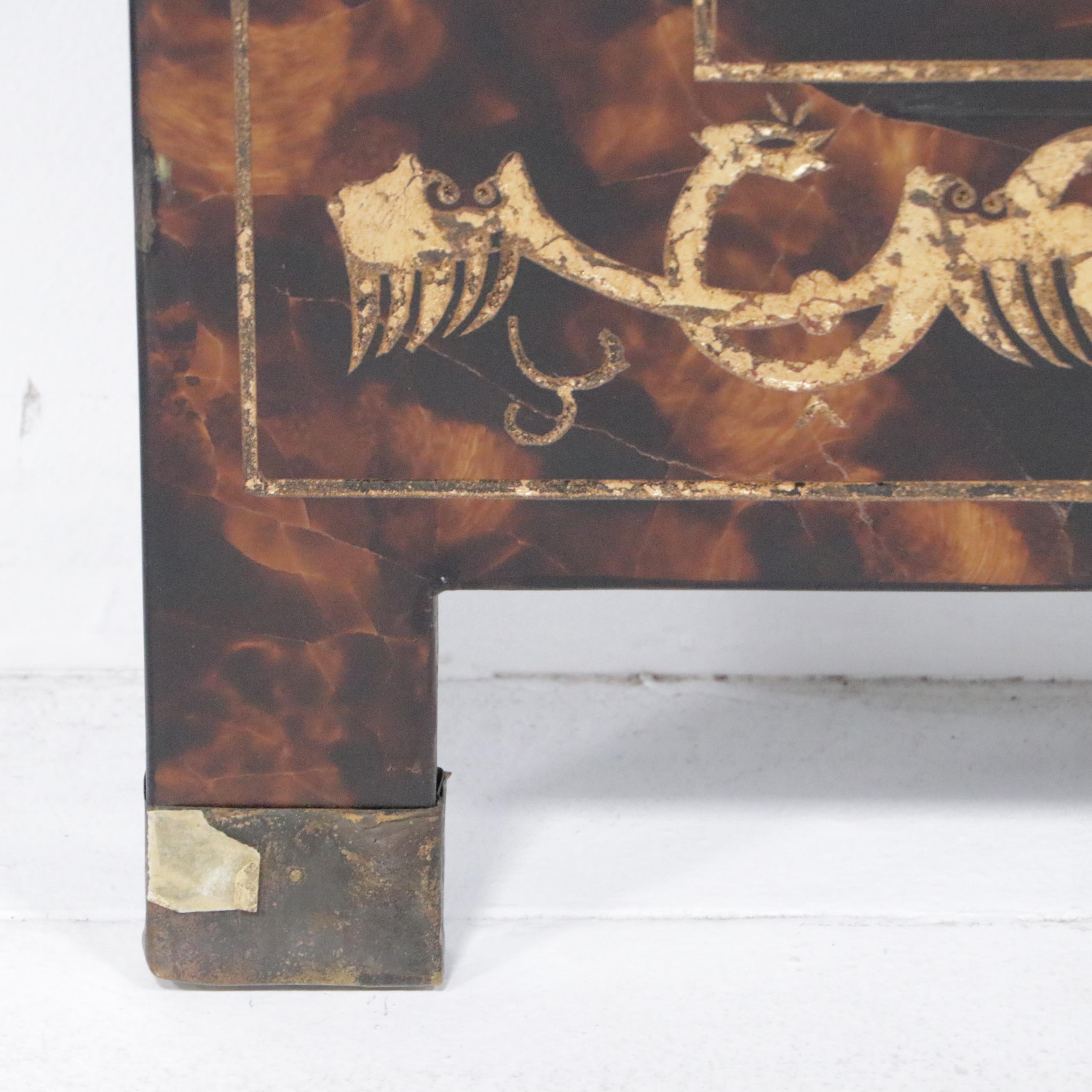 Chinese Painted Tortoise Finish Wooden Wall Screen