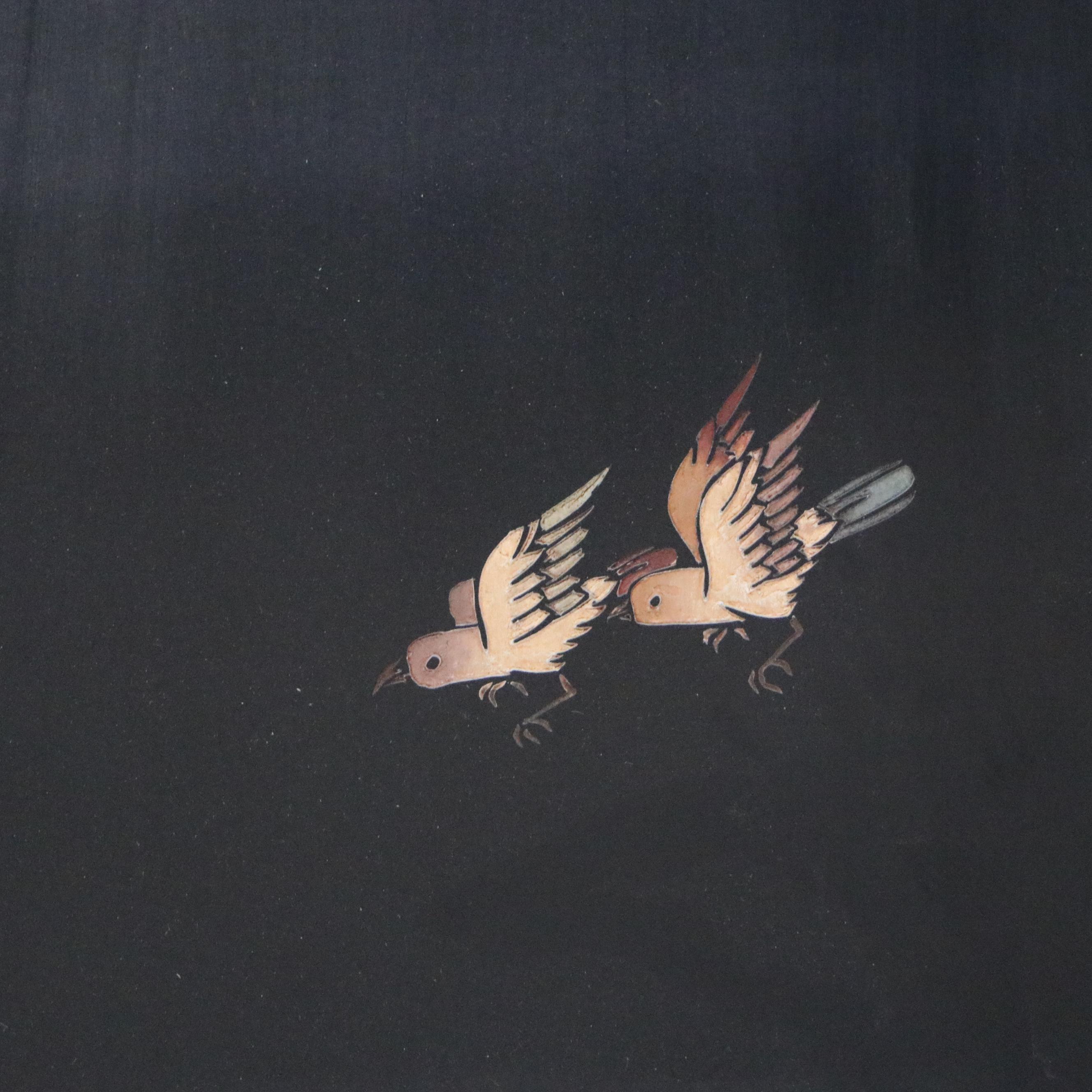 Chinese Painted Tortoise Finish Wooden Wall Screen