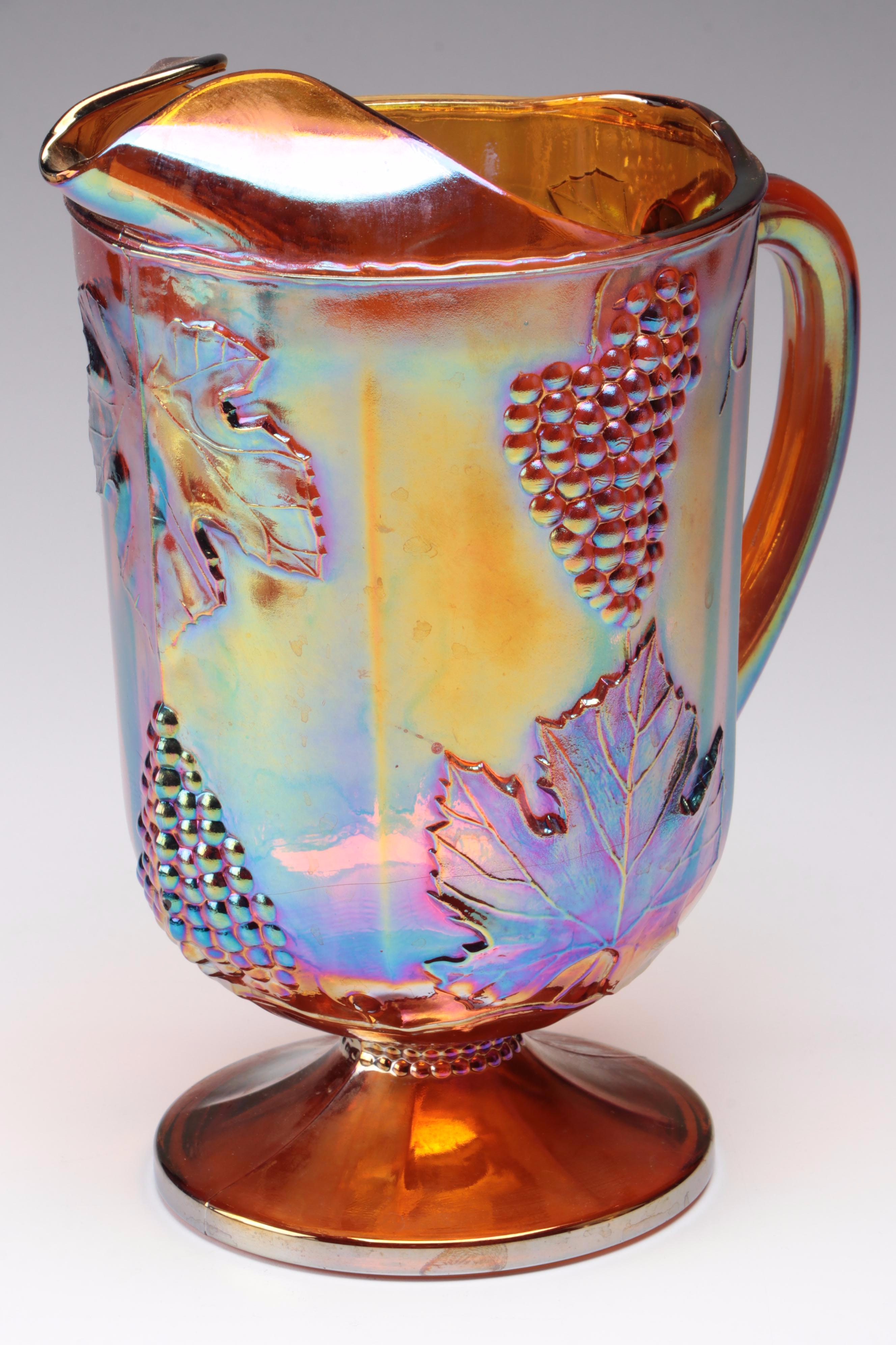 Indiana Glass "Harvest Grape" Lemonade Set with Other Salad Plates and Milk Jug