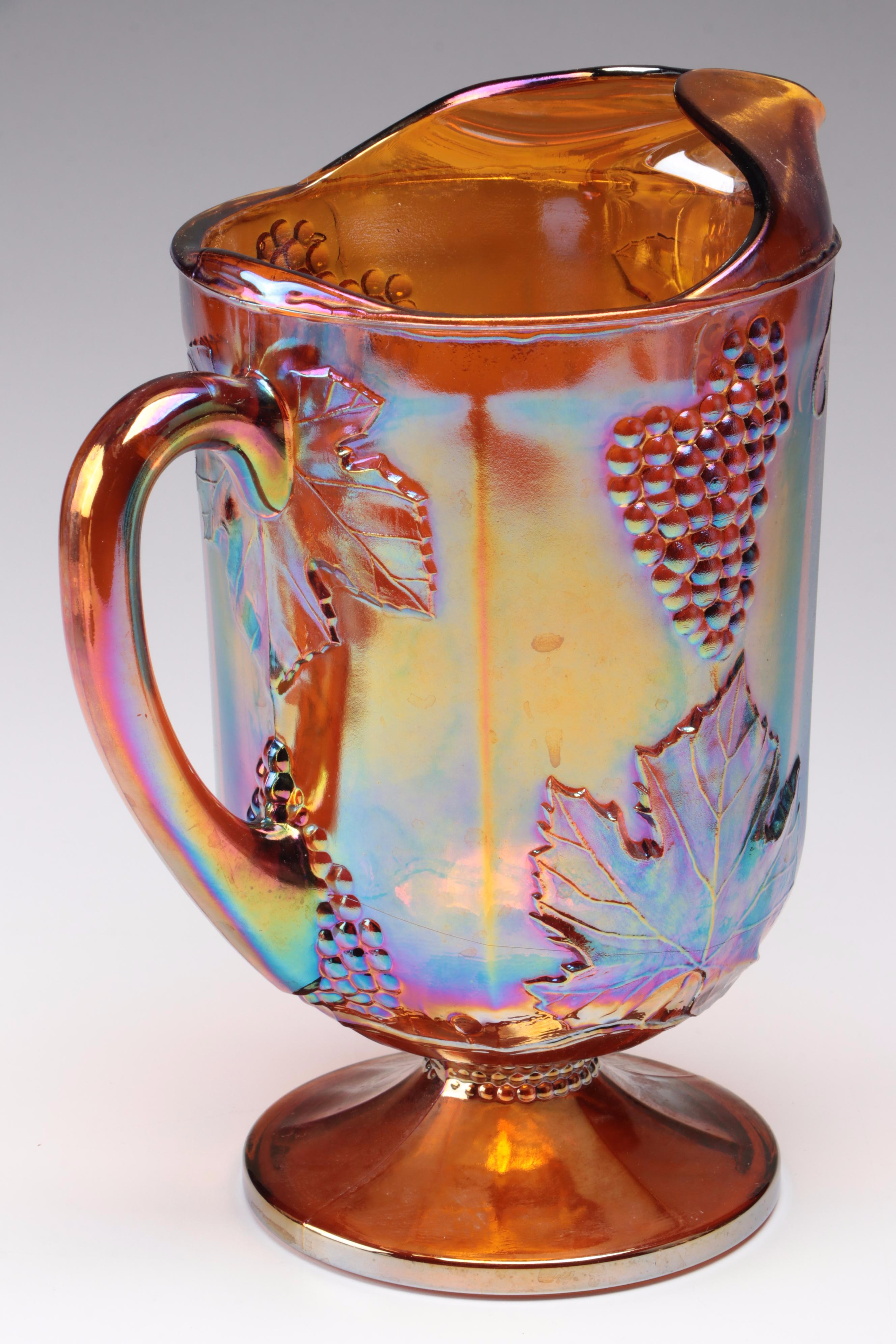 Indiana Glass "Harvest Grape" Lemonade Set with Other Salad Plates and Milk Jug