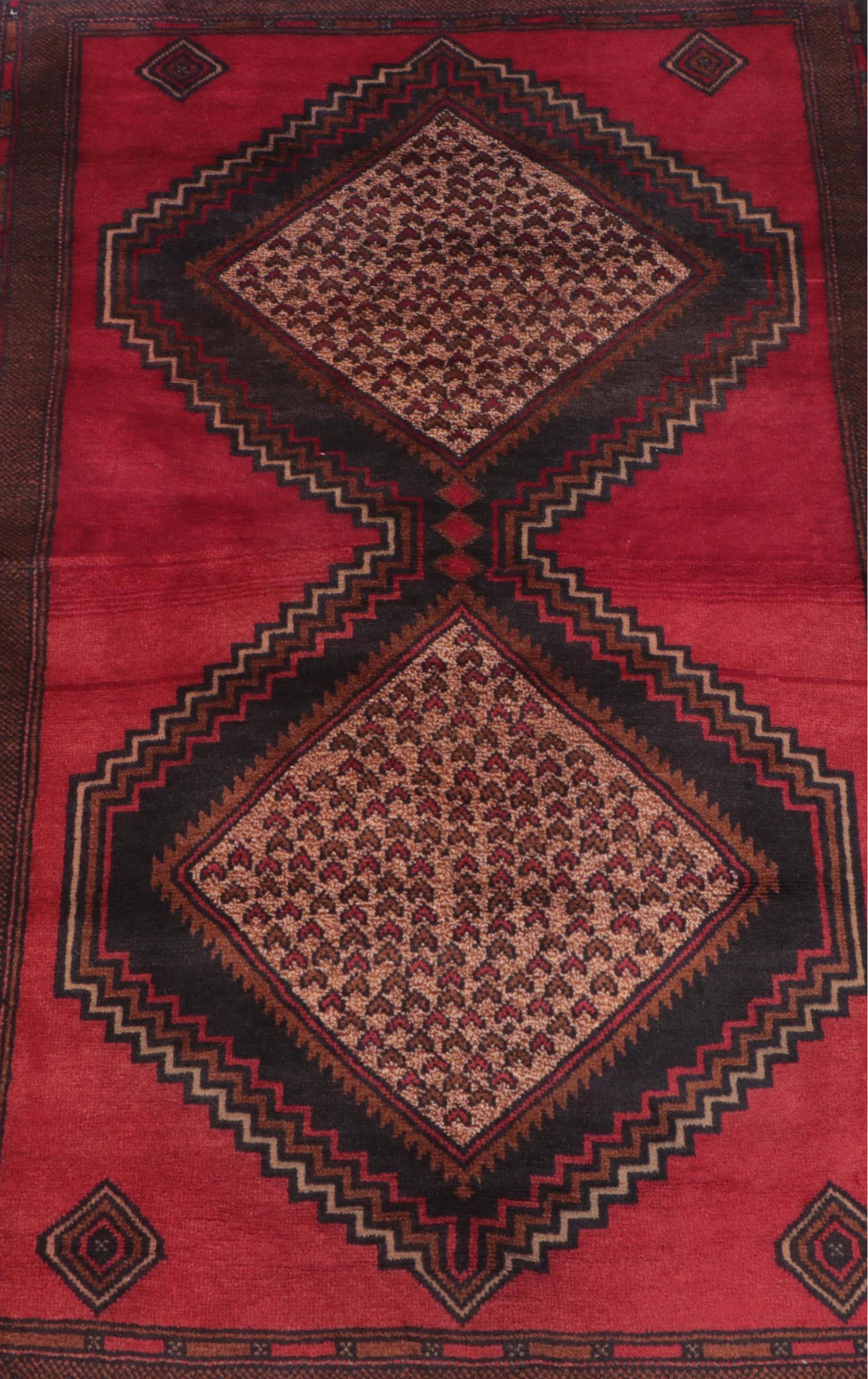 2'8 x 4'6 Hand-Knotted Afghan Baluch Tribal Accent Rug