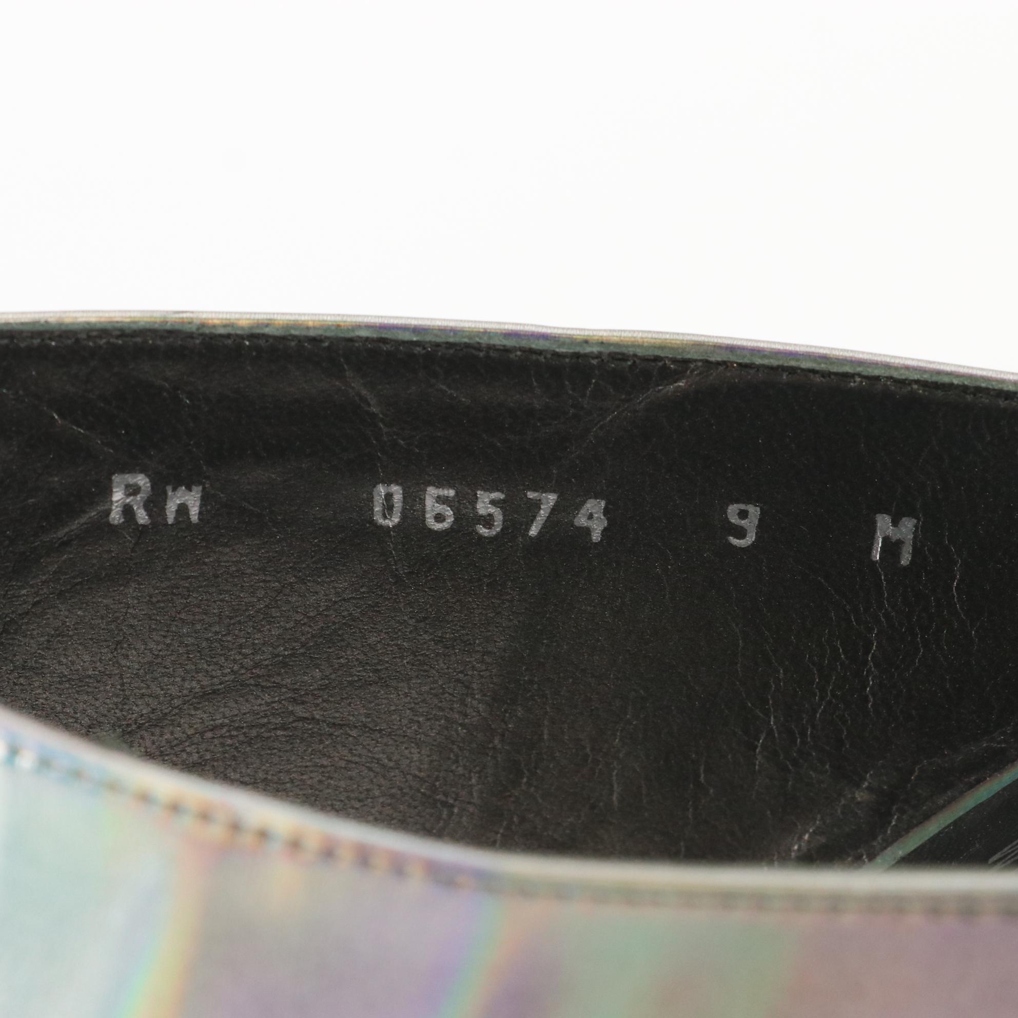 Stuart Weitzman Holo Patent Leather Open Toe Heels