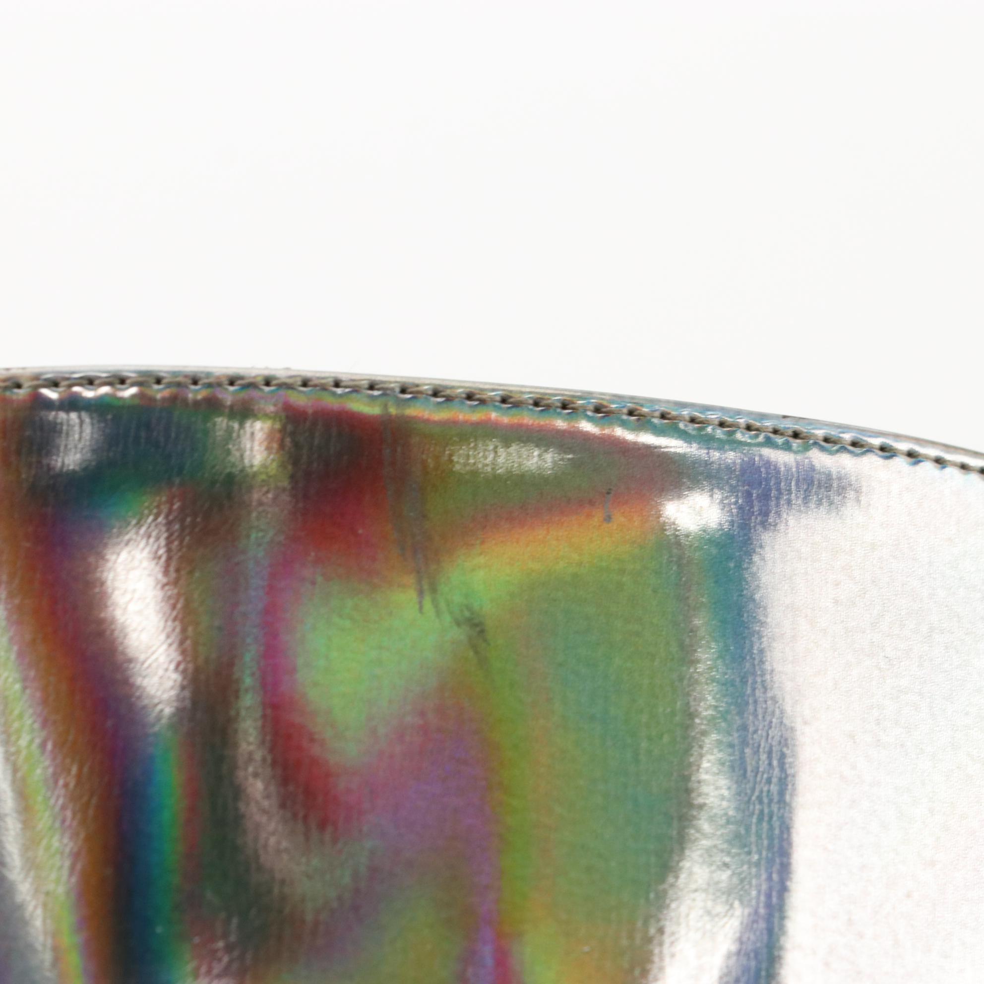 Stuart Weitzman Holo Patent Leather Open Toe Heels