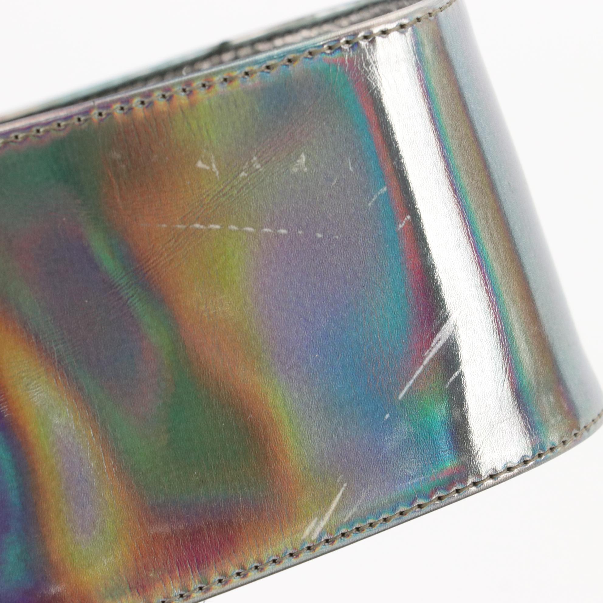 Stuart Weitzman Holo Patent Leather Open Toe Heels