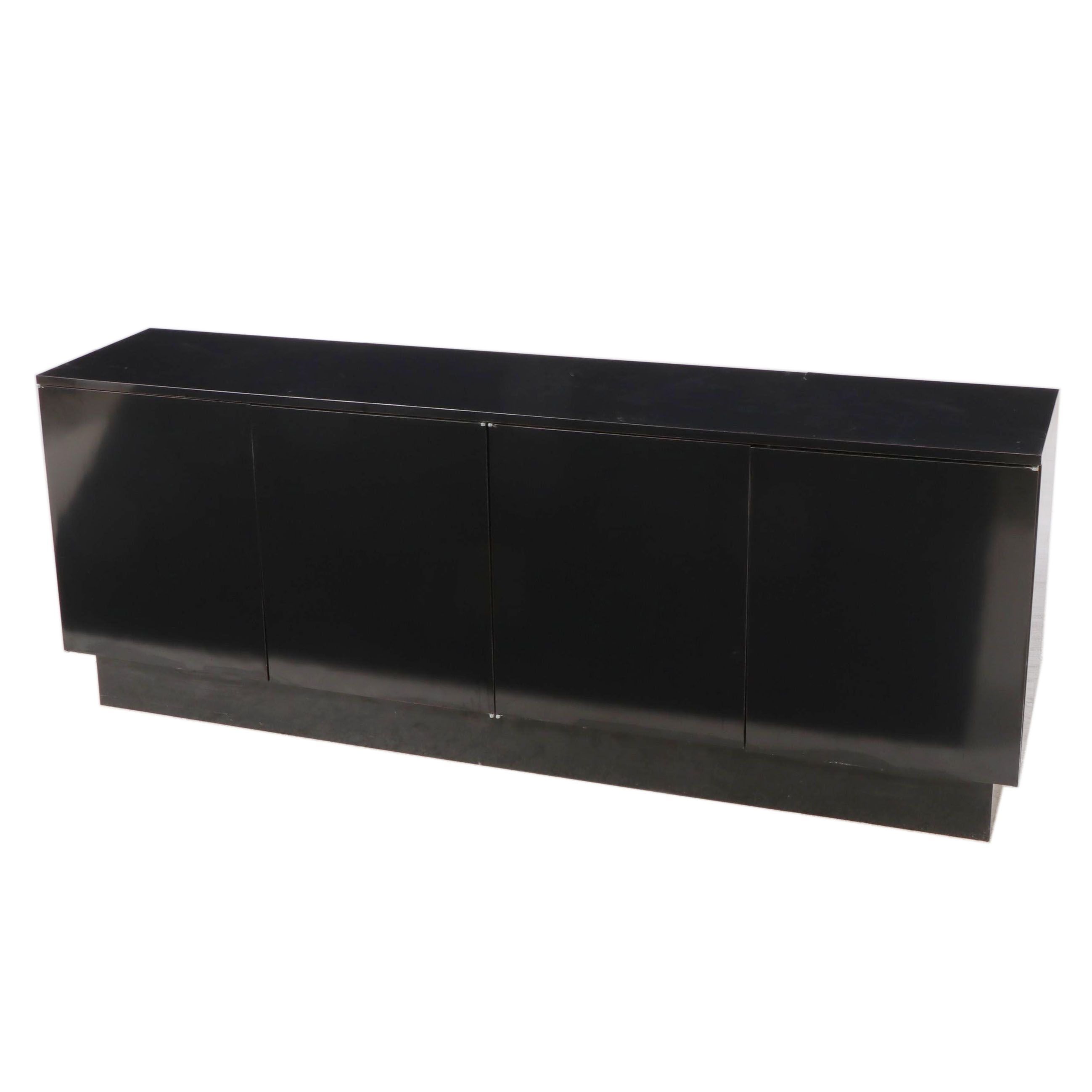 Post Modernist Black Laminate Four-Door Credenza, Late 20th Century