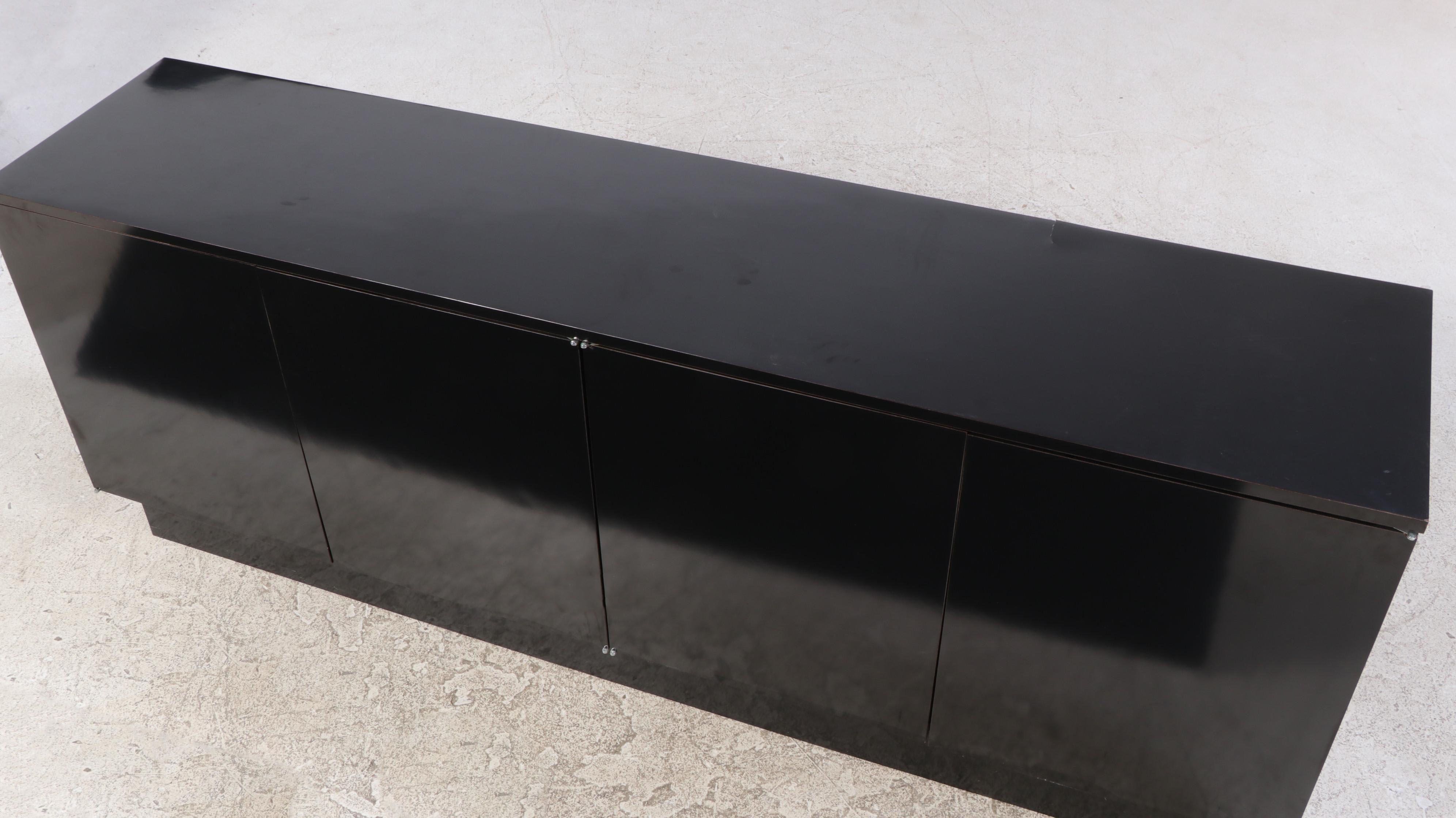 Post Modernist Black Laminate Four-Door Credenza, Late 20th Century