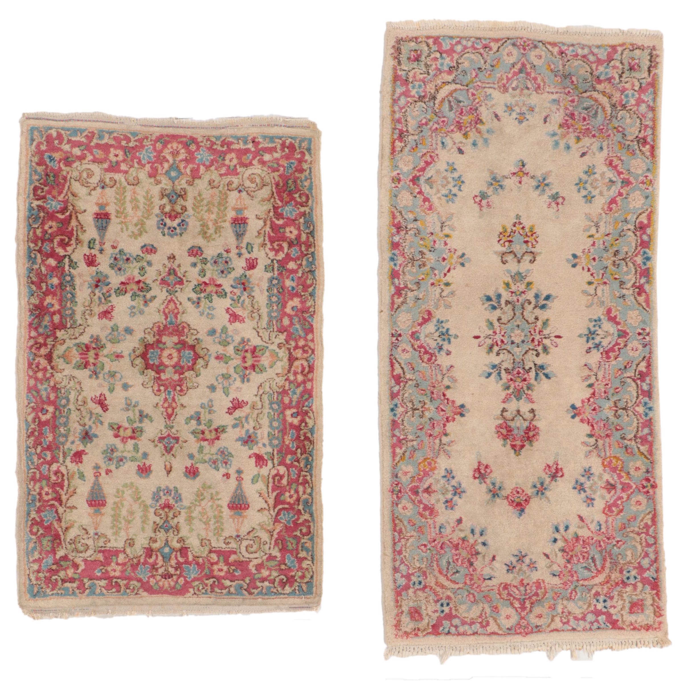 Two Hand-Knotted Persian Tabriz Accent Rugs