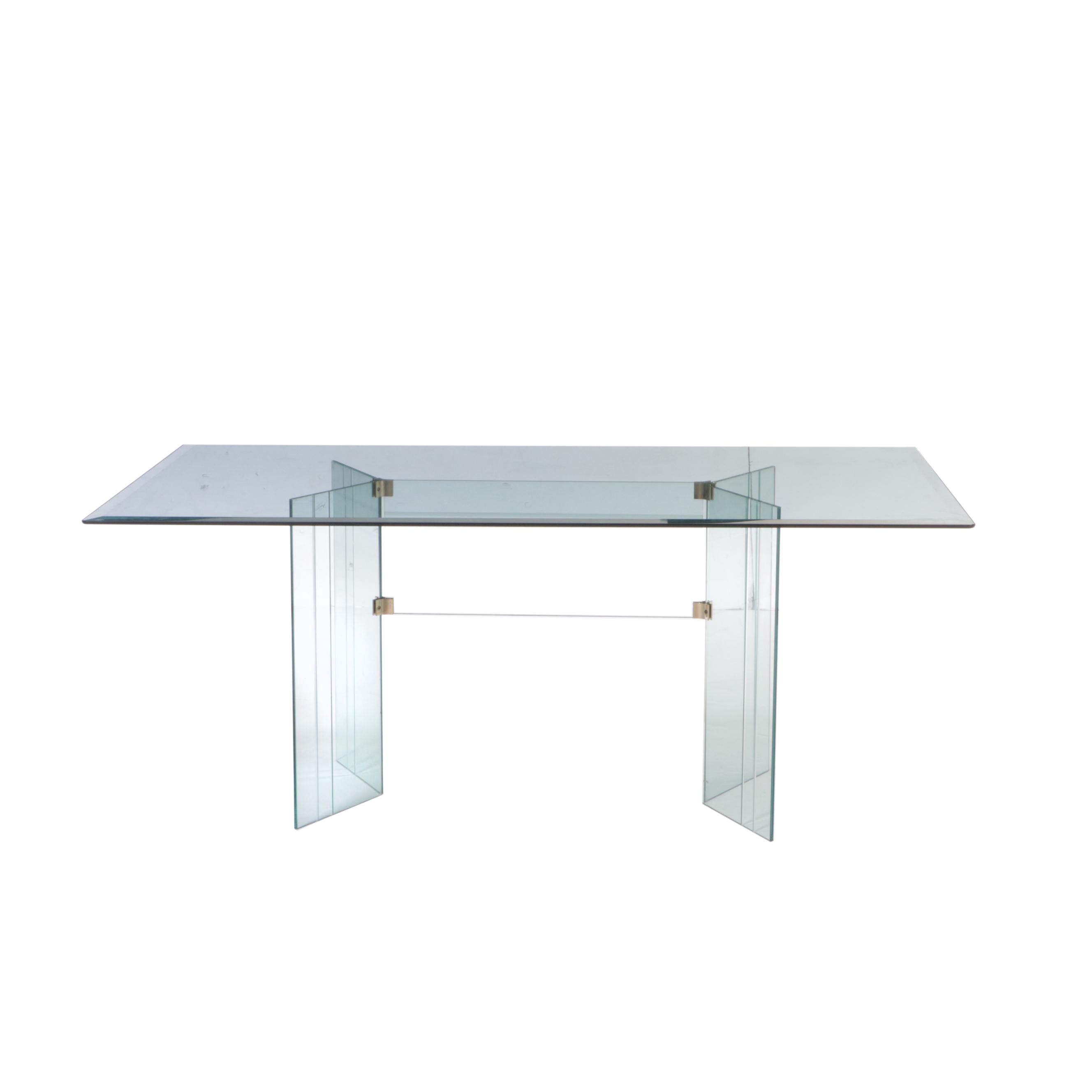 Post-Modern Glass Dining Table, Probably Pace