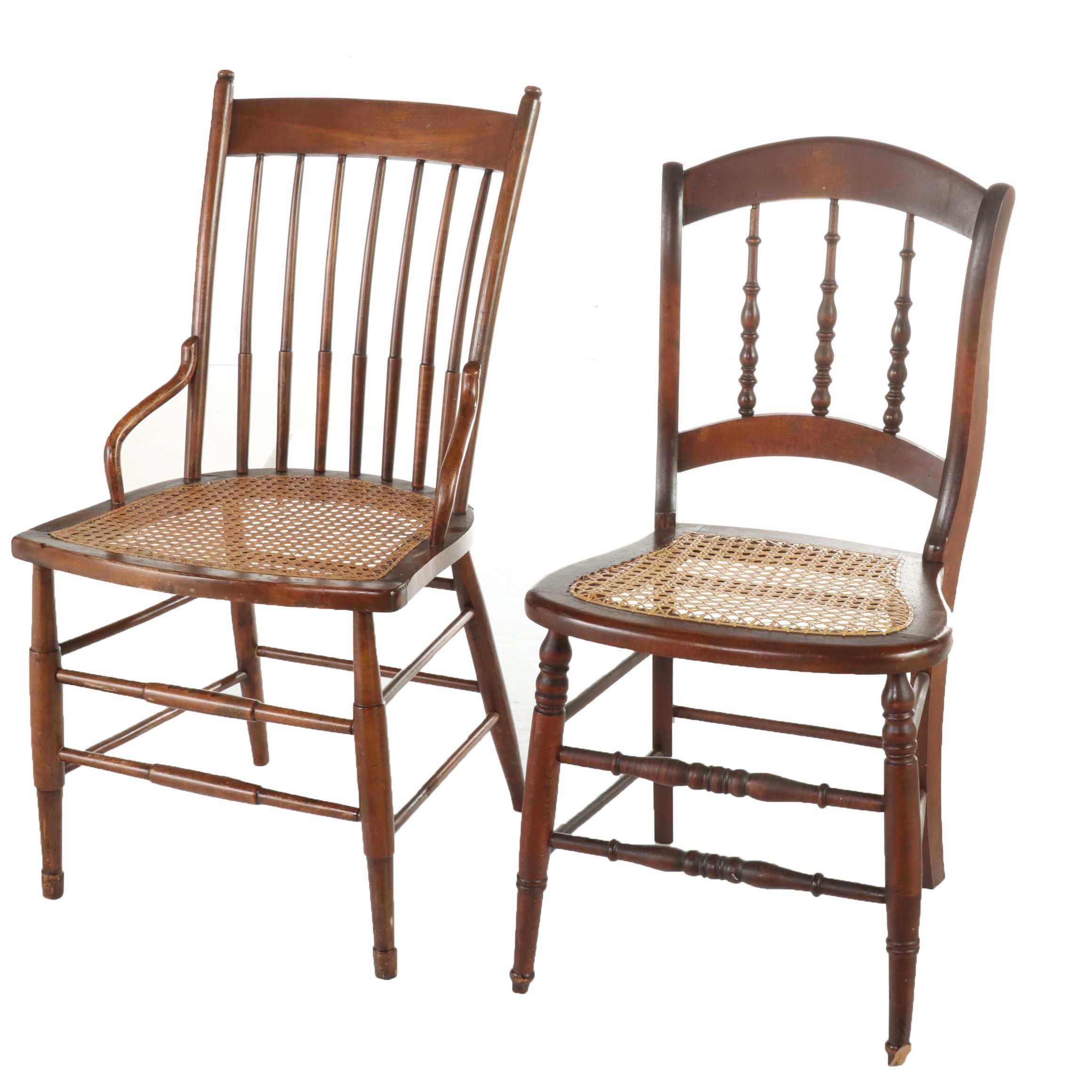 Two Victorian Spindle-Back Side Chairs, Late 19th Century