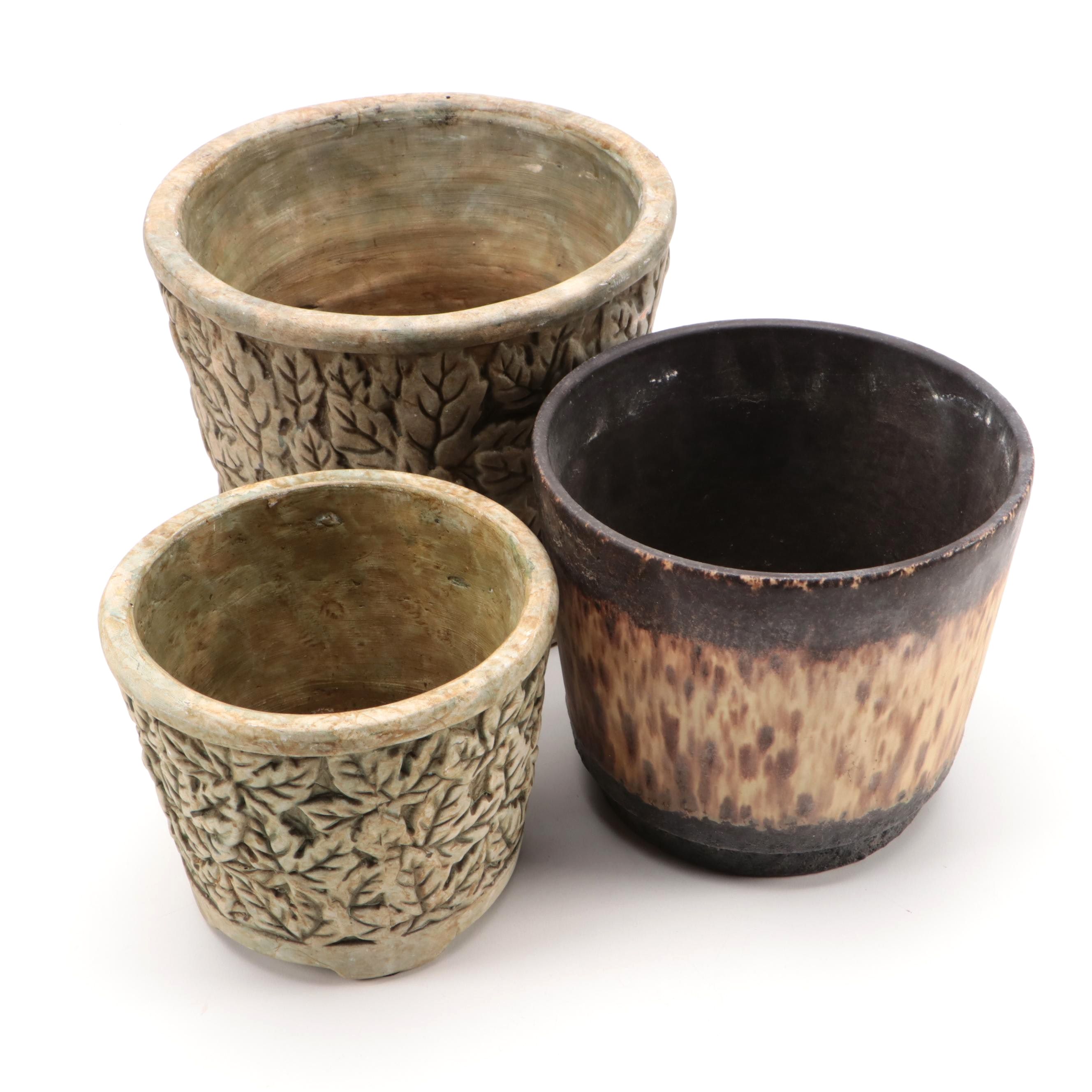 Botanical Pattern and Other Matte Glazed Ceramic Planters