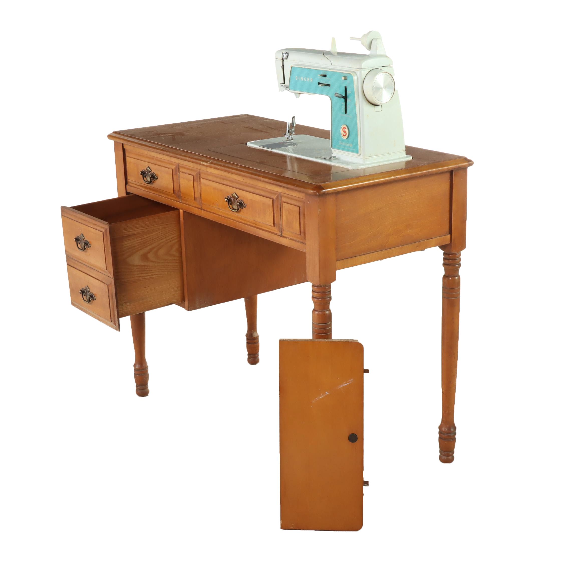 Singer "Touch & Sew" Sewing Machine and Sewing Table, 1966