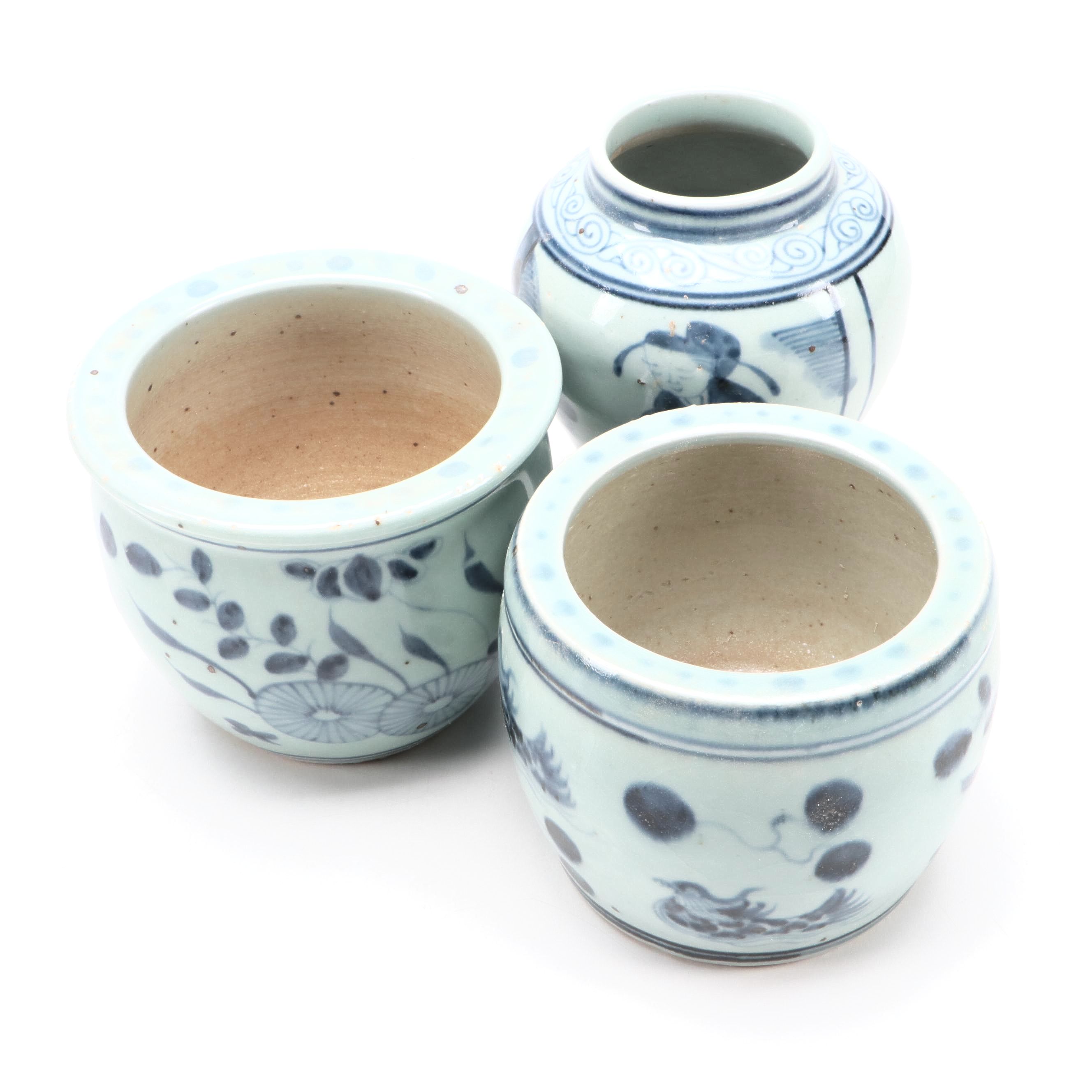 Chinese Blue and White Vase and Planters