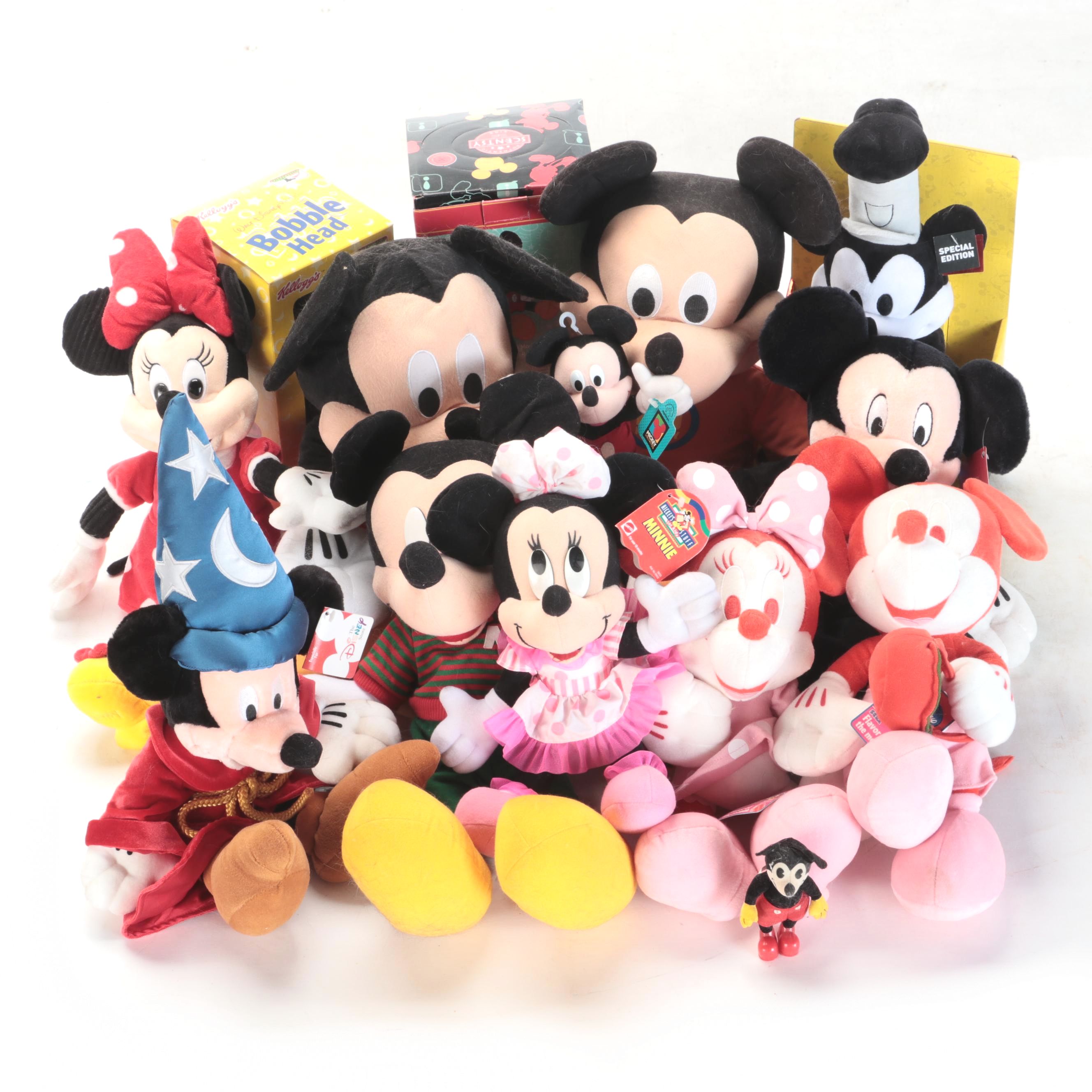 Walt Disney Stuffed Animals Featuring Minnie Mouse and Mickey Mouse