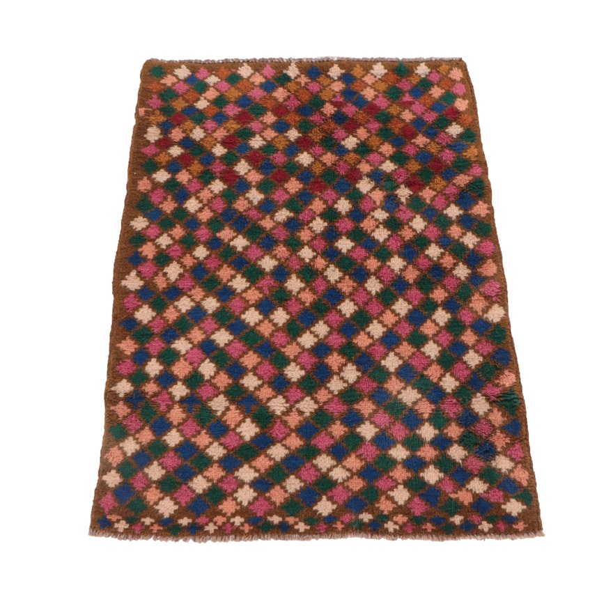 3'6 x 3'10 Hand-Knotted Afghan Baluch Accent Rug