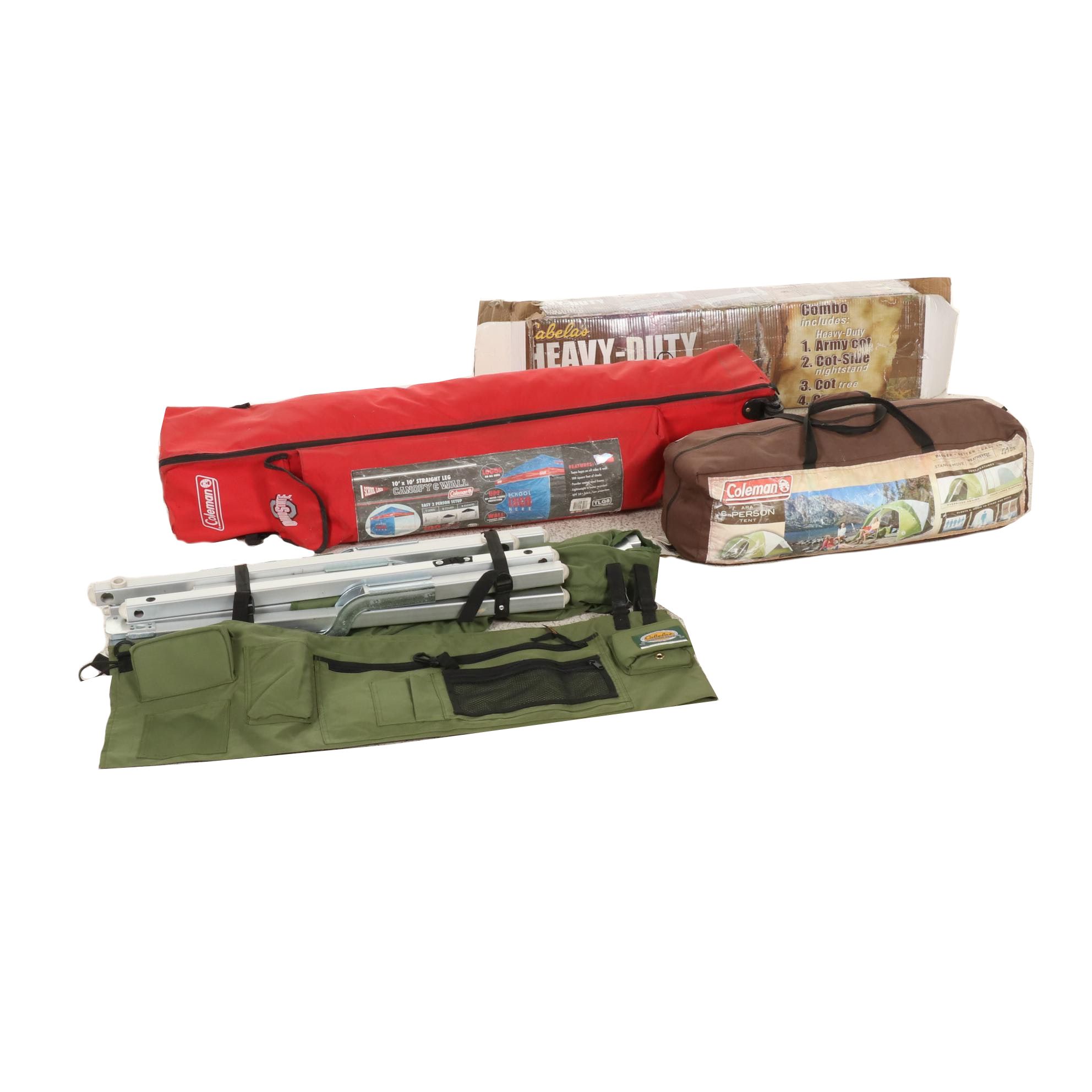 Coleman 10' Canopy With OSU Logo and Other Camping Gear